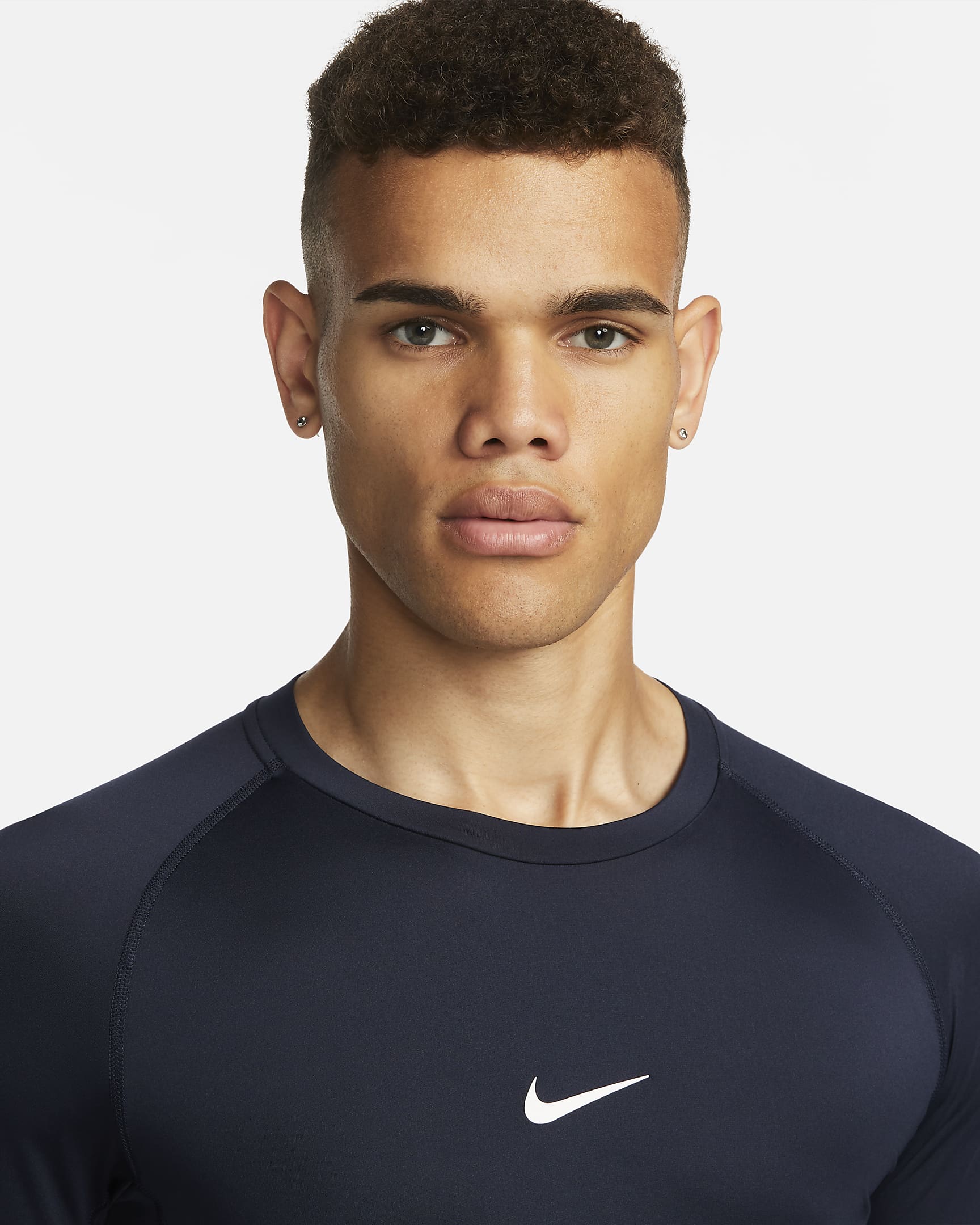 Nike Pro Part superior de màniga llarga Dri-FIT cenyida de fitnes - Home - Obsidian/Blanc