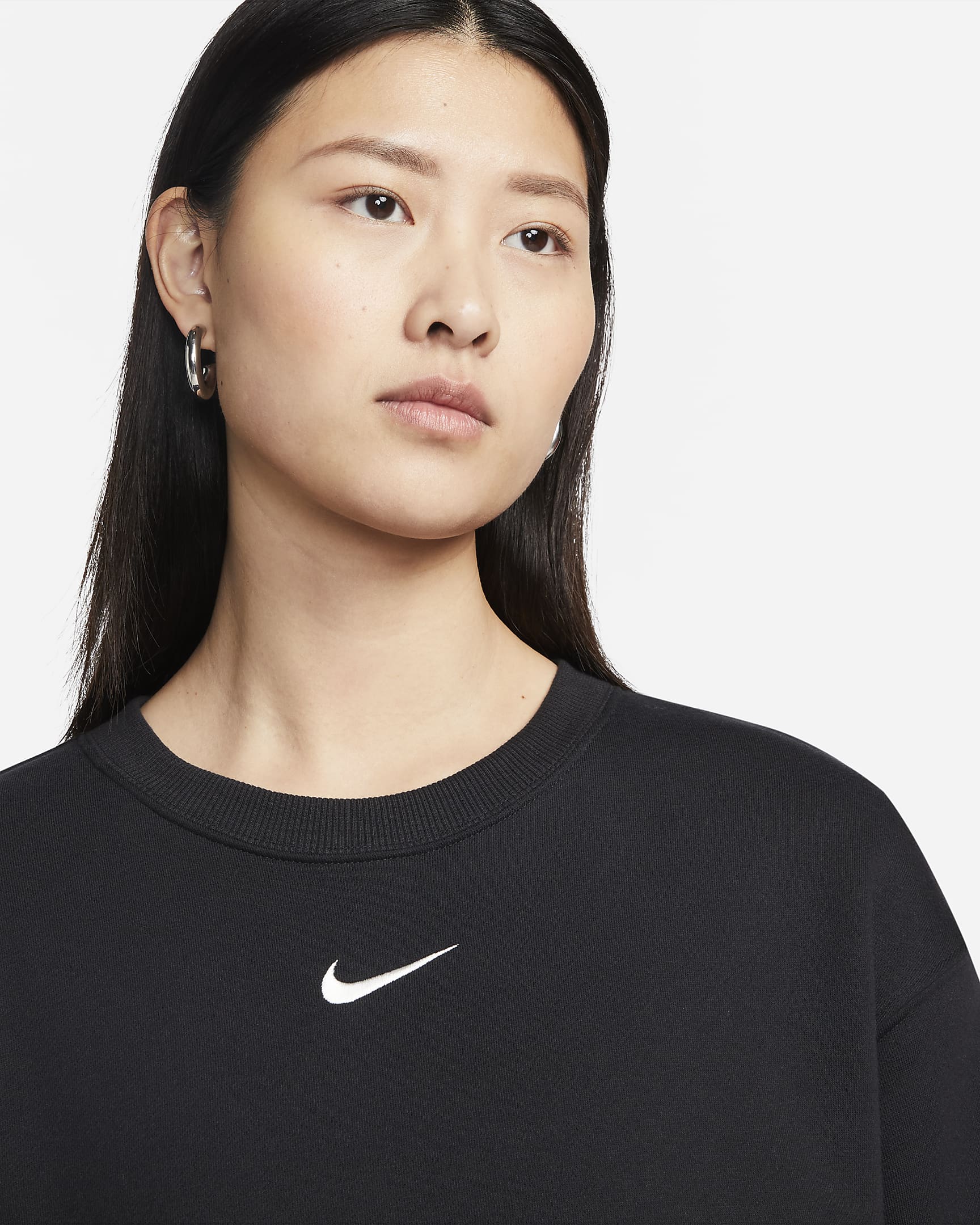 Nike Sportswear Phoenix Fleece Women's Oversized Crewneck Sweatshirt - Black/Sail