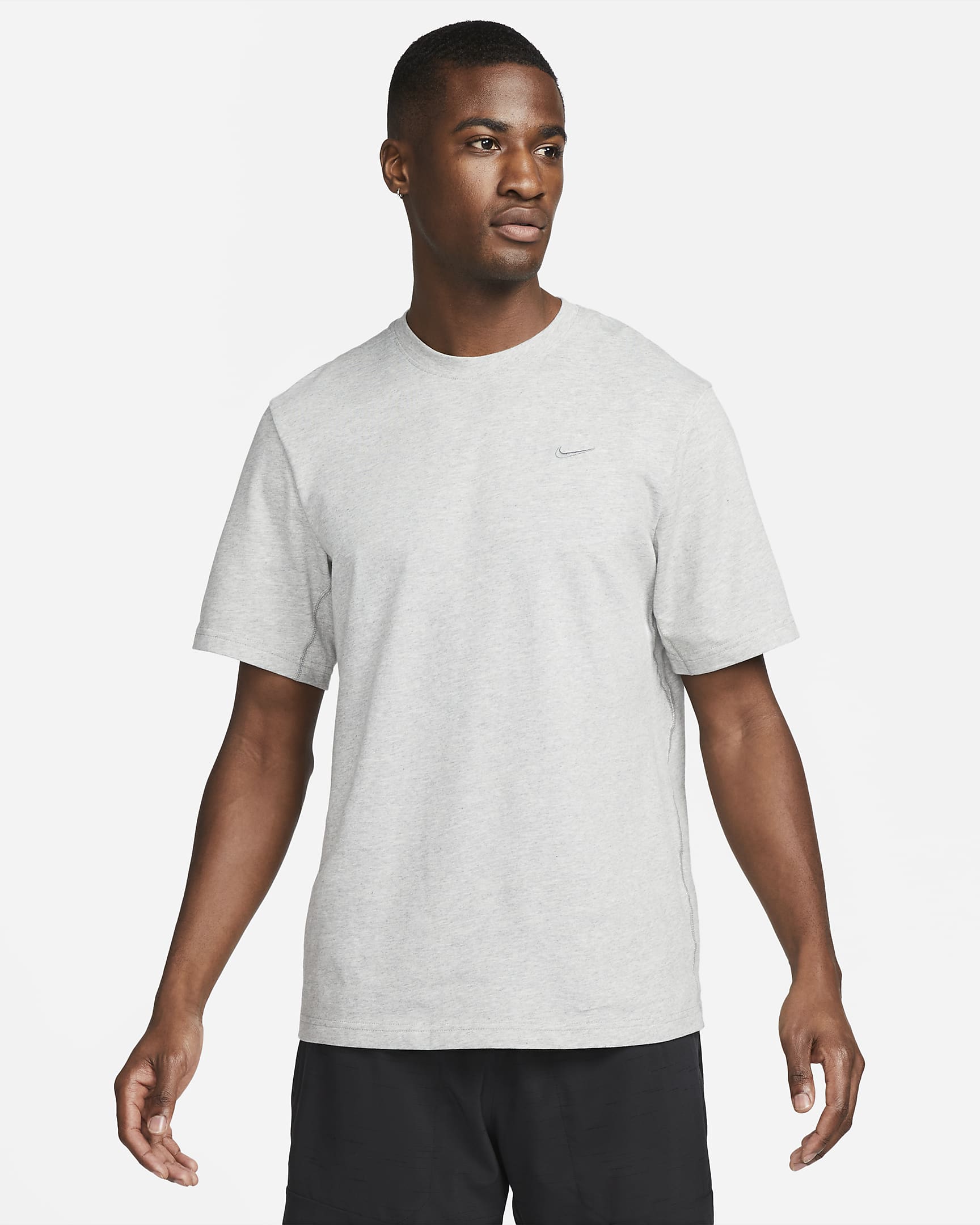 Nike Primary Men's Dri-FIT Short-Sleeve Versatile Top - Dark Grey Heather/Heather/Smoke Grey