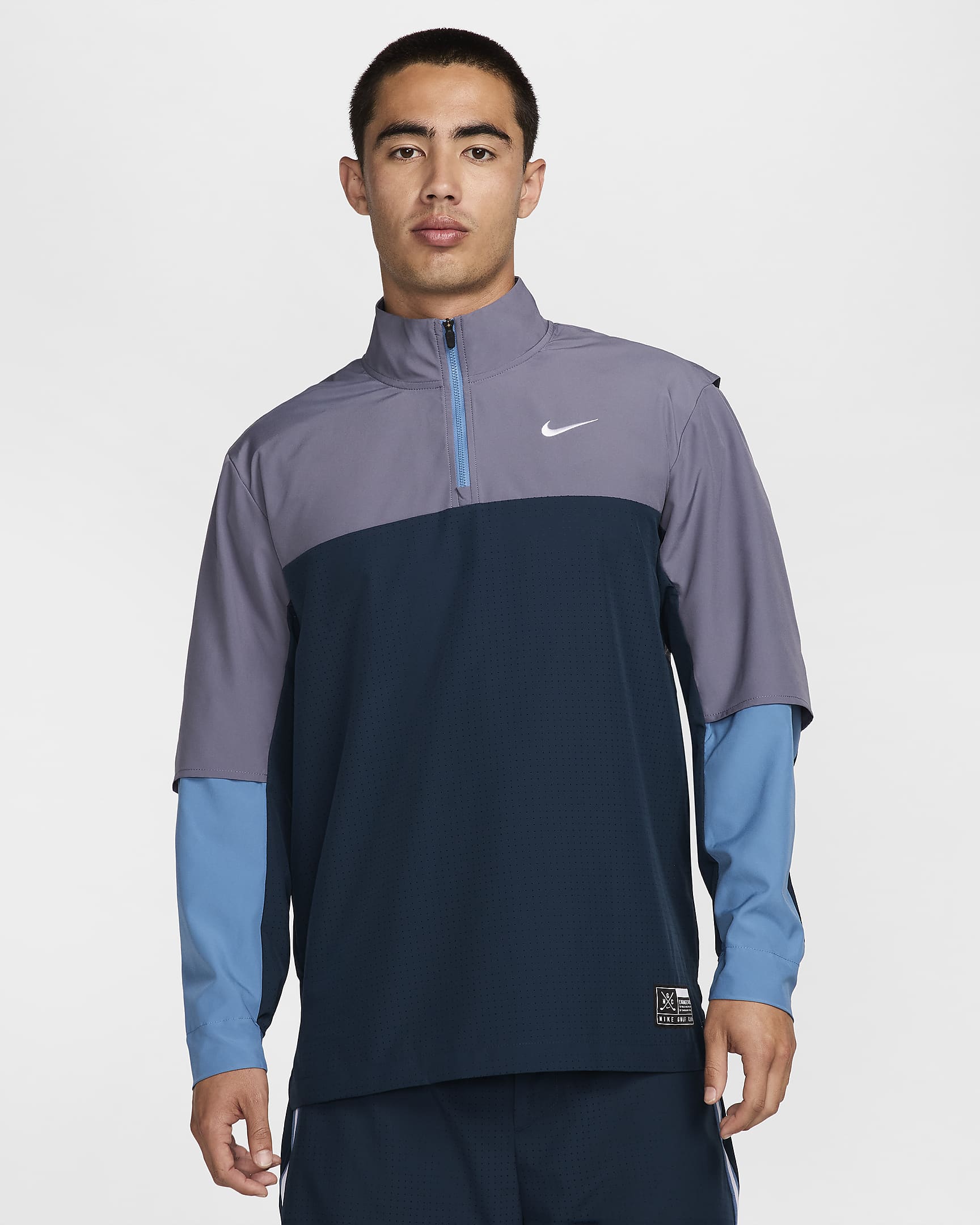 Nike Golf Club Men's Dri-FIT 1/2-Zip Golf Jacket - Armoury Navy/Light Carbon/Aegean Storm/White