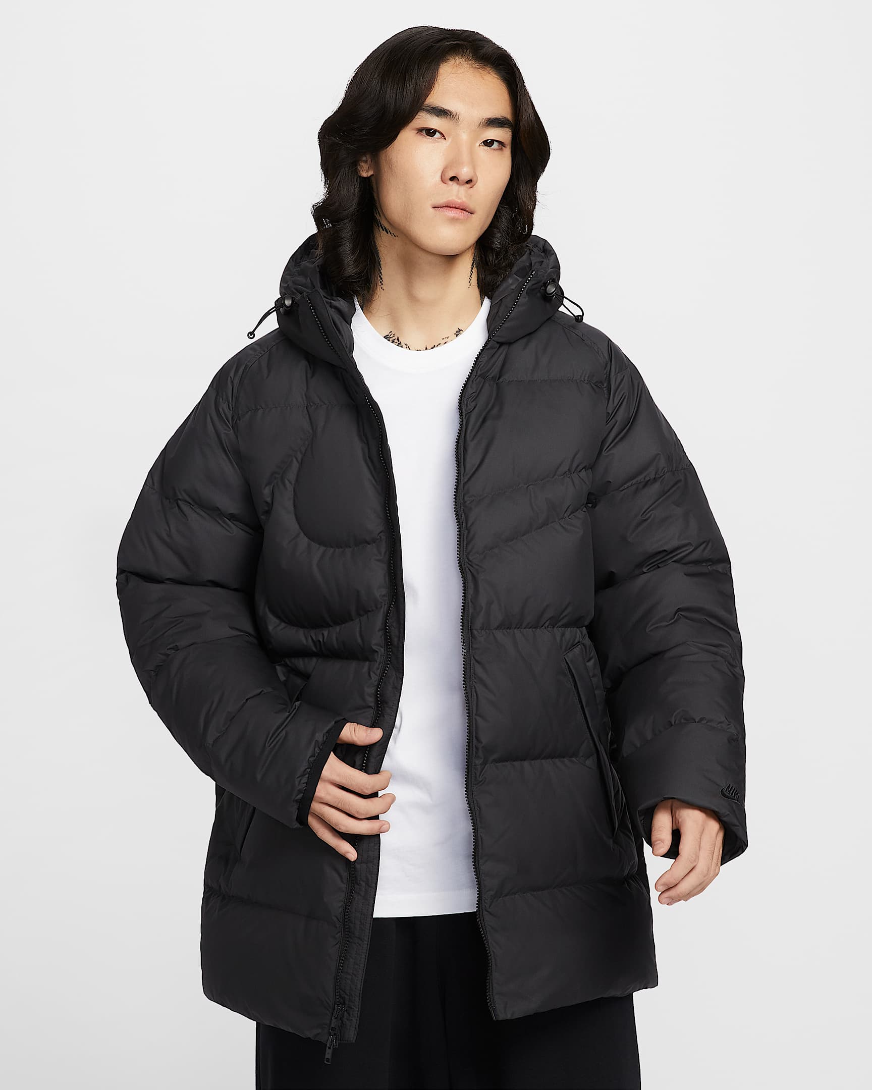 나이키 스포츠웨어 클럽 남성 써마 핏 루즈 핏 파카 - 블랙/블랙