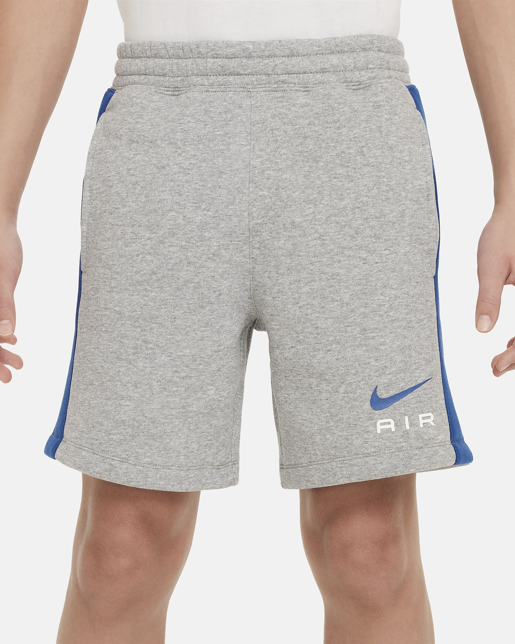 Nike Air fleeceshorts til store barn (gutt) - Dark Grey Heather/Court Blue