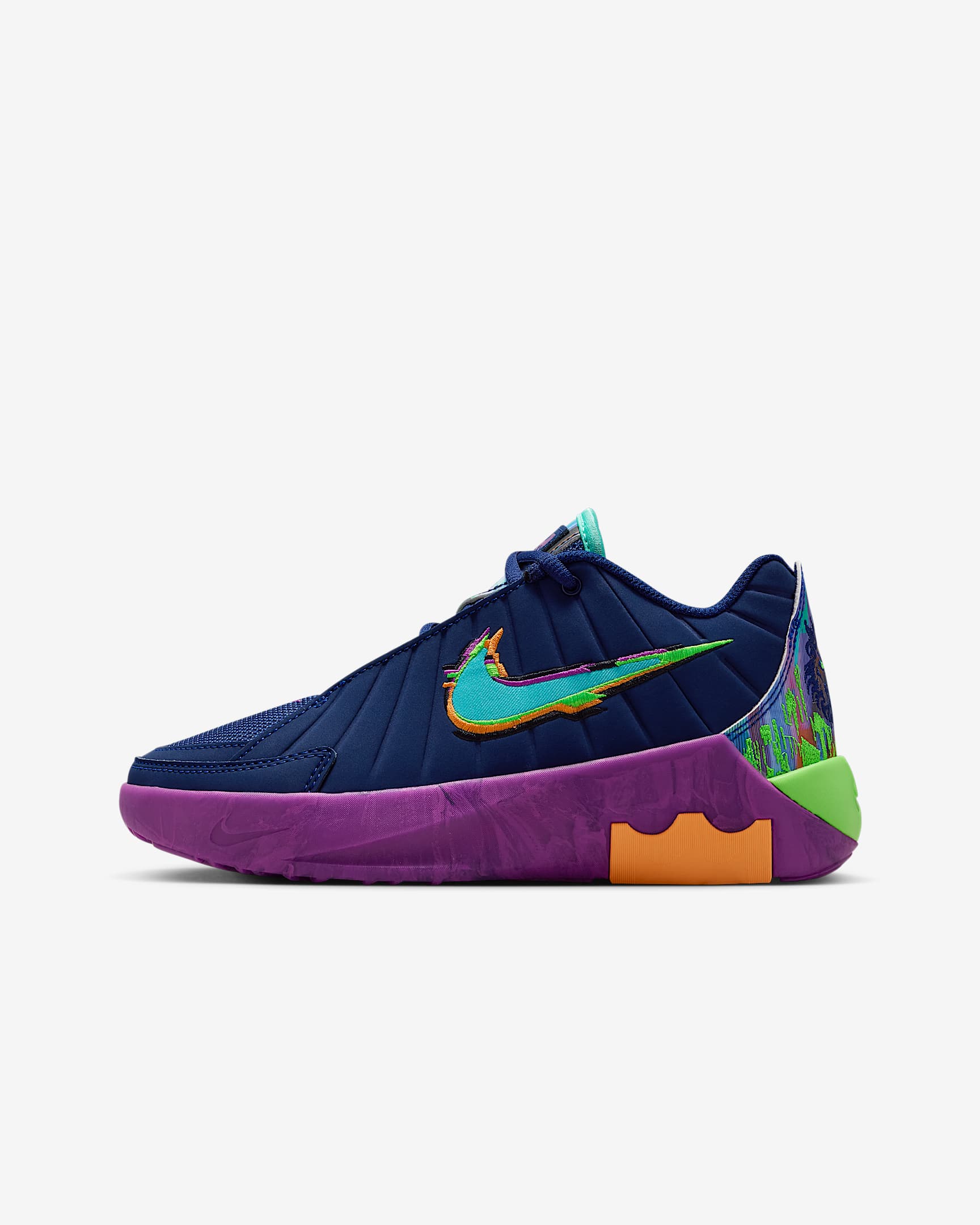 LeBron Witness 9 Older Kids' Basketball Shoes - Blue Void/Vivid Purple/Green Strike/Bleached Turquoise
