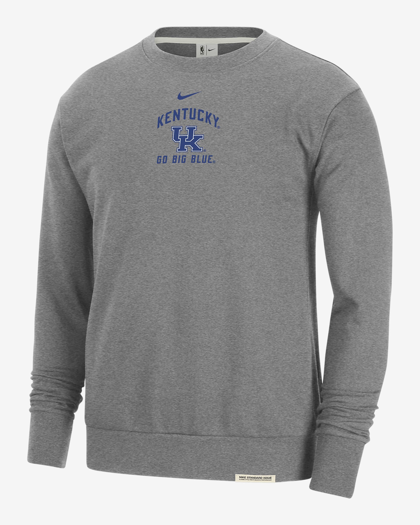 Kentucky Standard Issue Men's Nike College Fleece Crew-Neck Sweatshirt - Dark Grey Heather