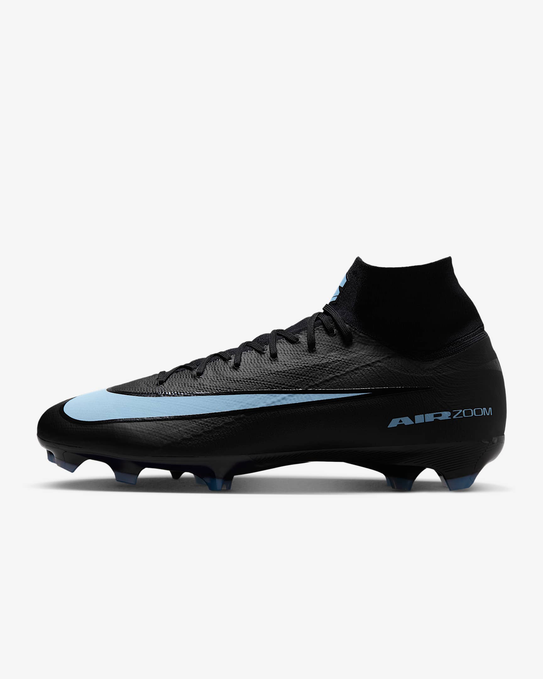 Nike Mercurial Superfly 10 Pro Firm-Ground High-Top Soccer Cleats - Black/Ice Blue