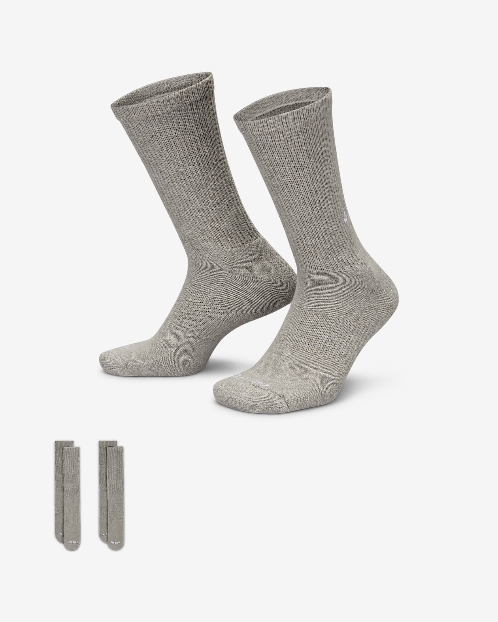 Nike Everyday Cushioned Crew Socks (2 Pairs) - Dark Grey Heather/White