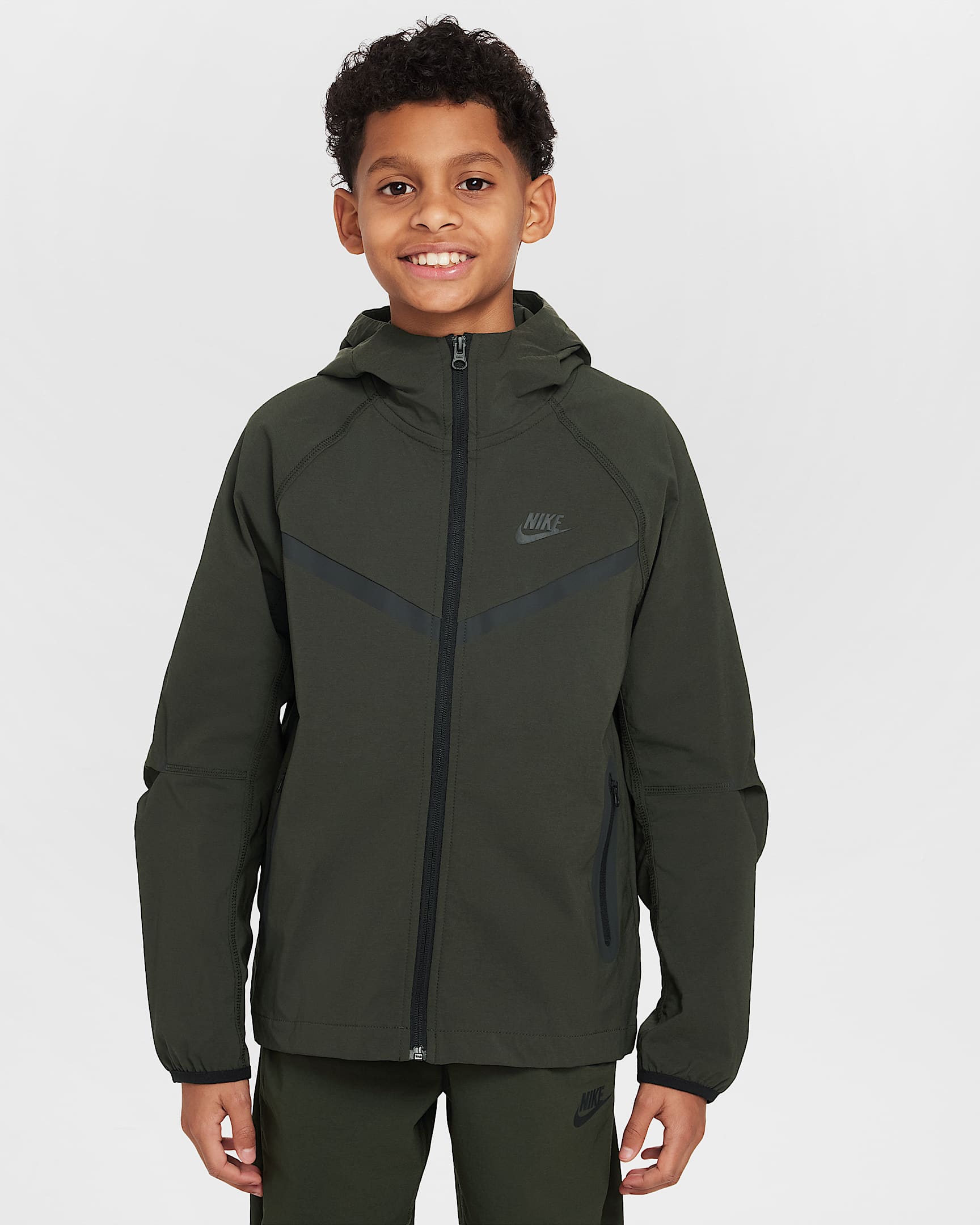 Nike Tech Older Kids' (Boys') Woven Jacket - Sequoia/Sequoia/Black