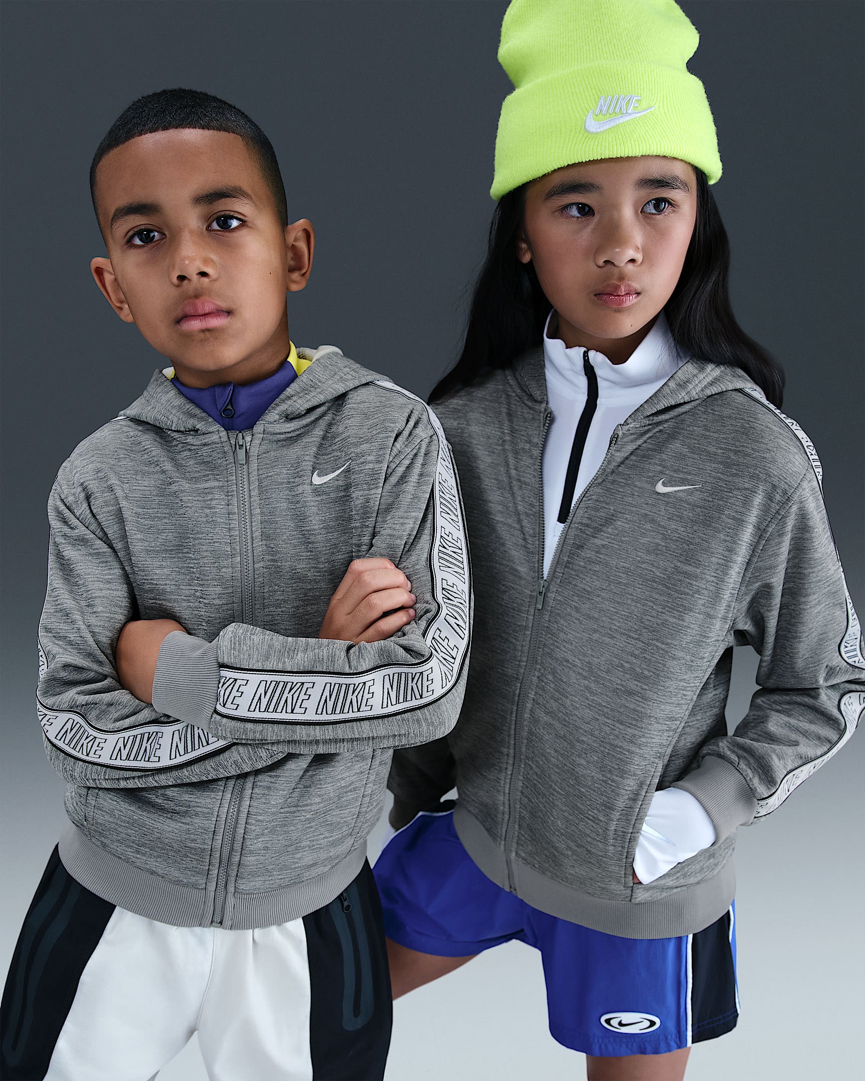 Nike Sportswear Club Big Kids' Dri-FIT Full-Zip Hoodie - Smoke Grey/Particle Grey/Heather/White