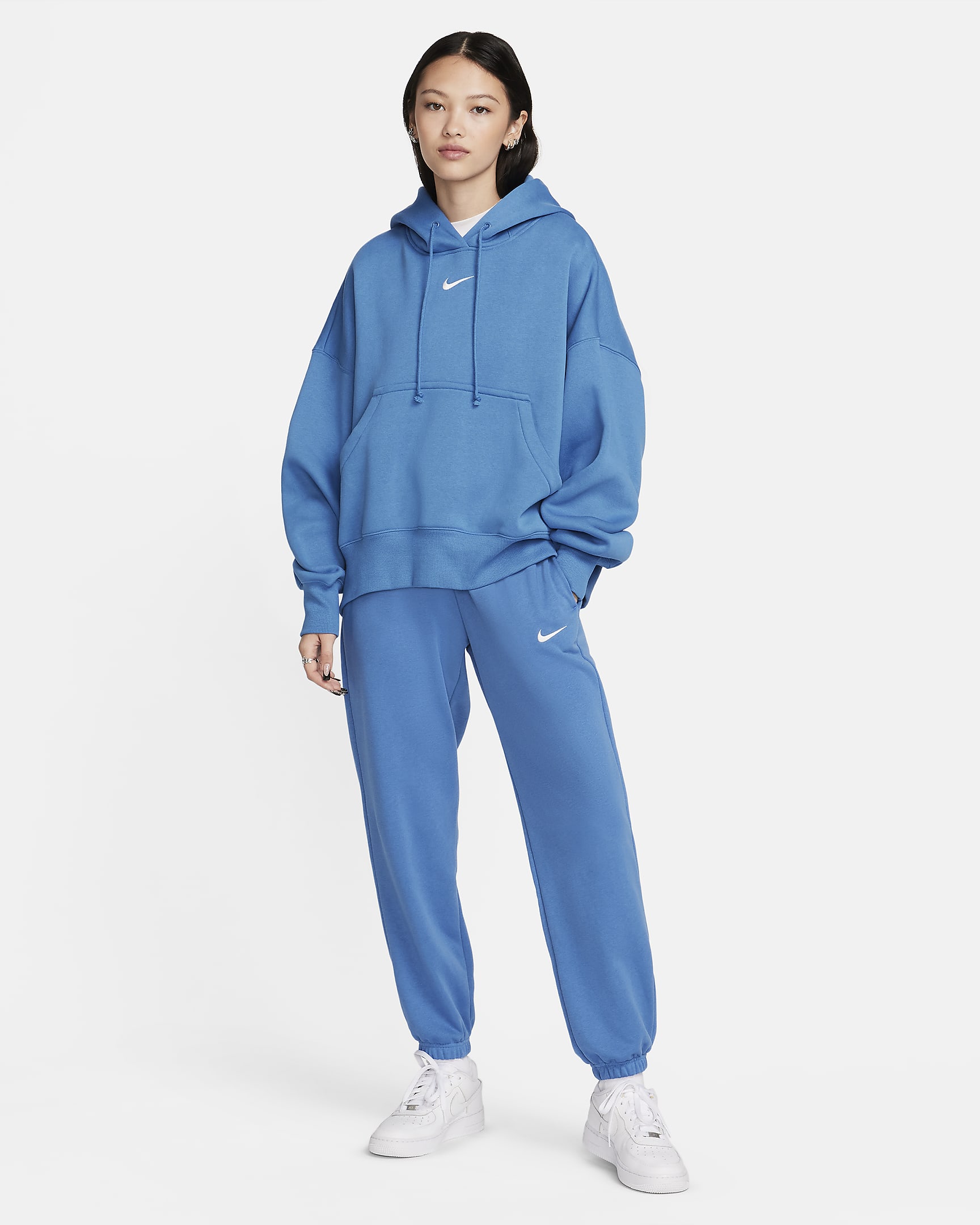 Nike Sportswear Phoenix Fleece Women's High-Waisted Oversized French Terry Tracksuit Bottoms - Star Blue/Sail