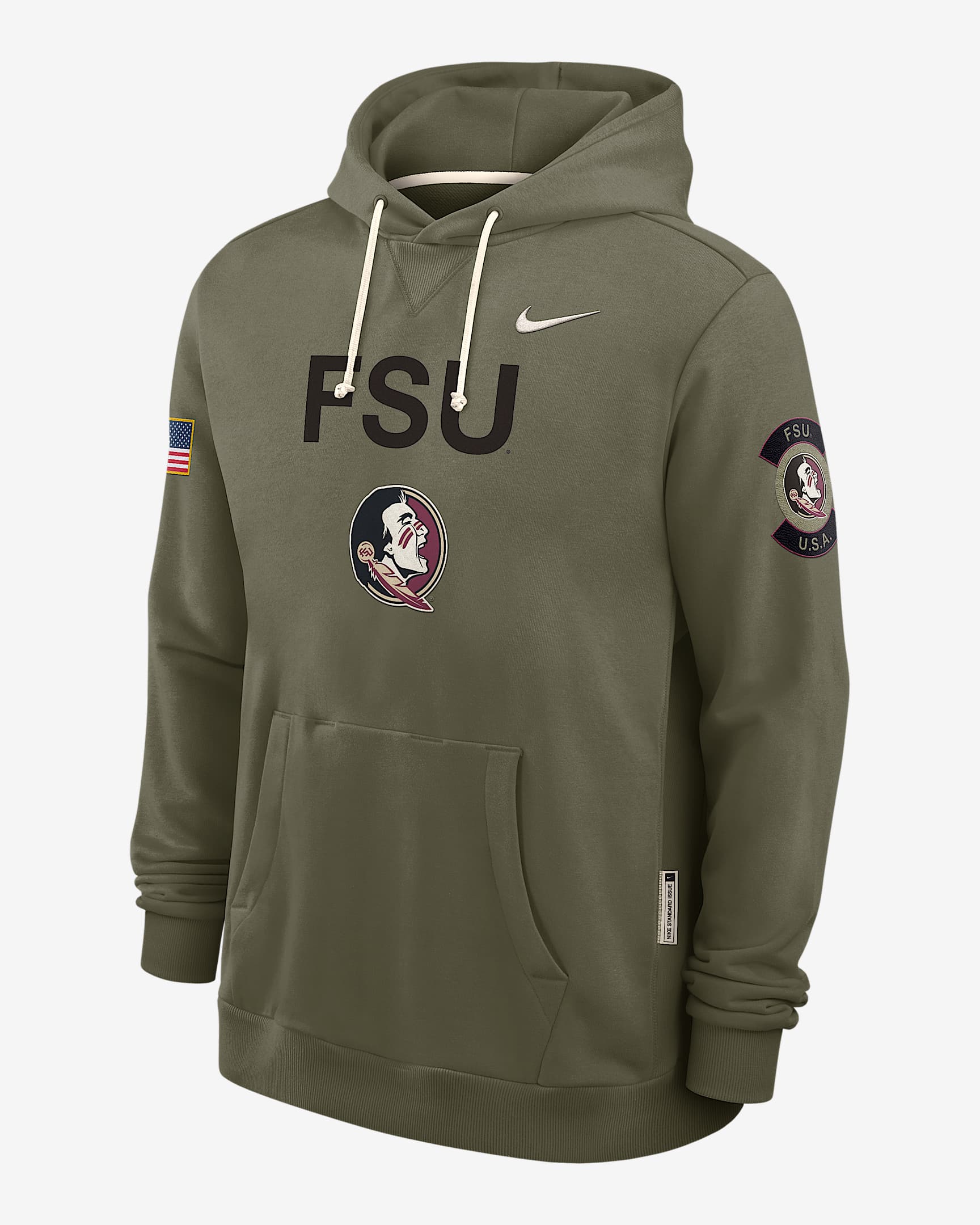 Florida State 2025 Military Appreciation Men's Nike Dri-FIT College Pullover Hoodie - Olive