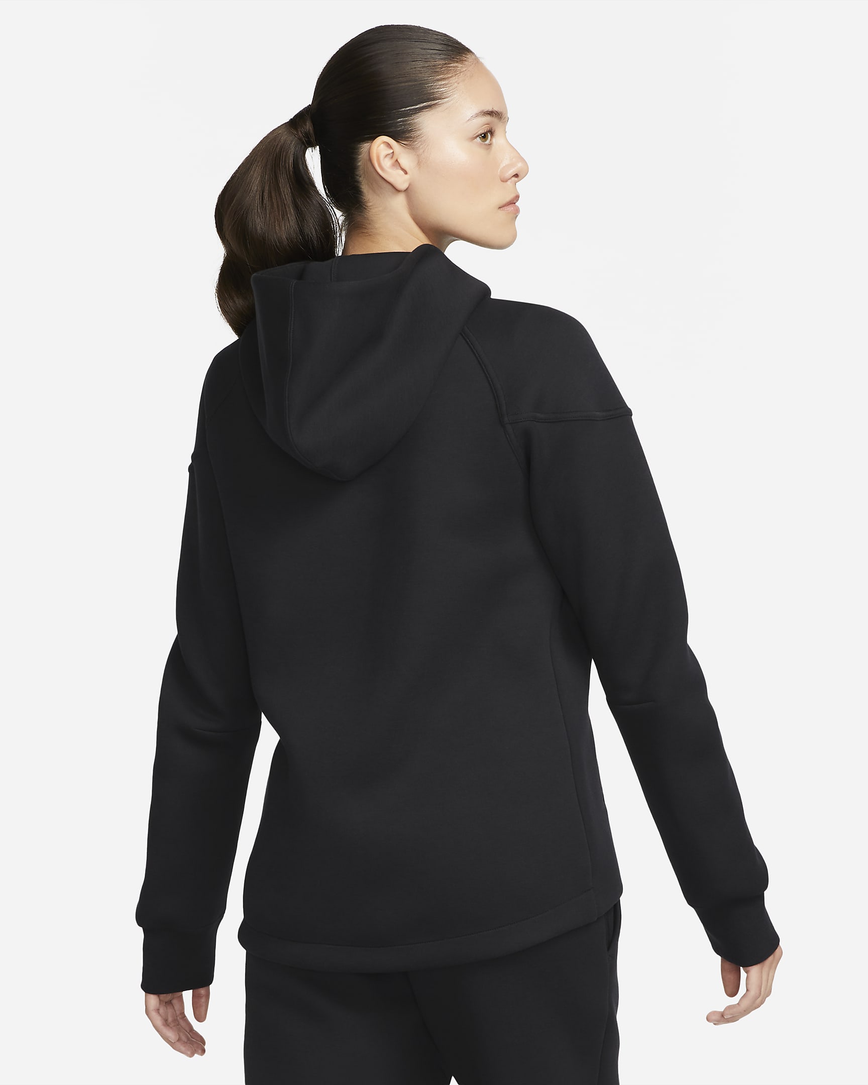 Nike Sportswear Tech Fleece Windrunner–hættetrøje med lynlås til kvinder - sort/sort