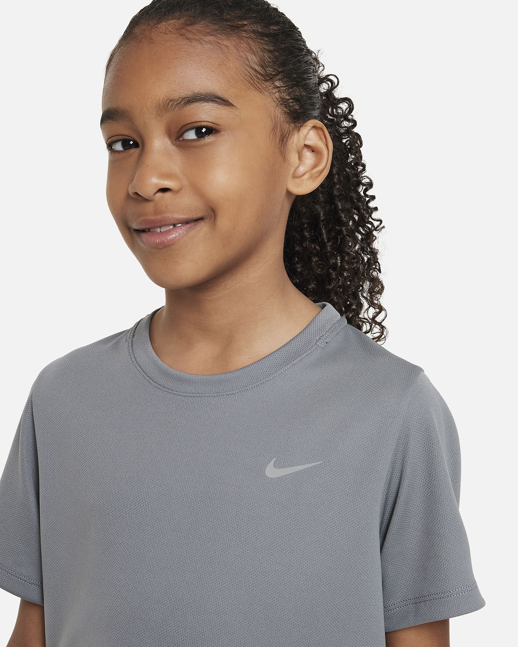 Nike Dri-FIT Miler Older Kids' (Boys') Short-Sleeve Training Top - Smoke Grey