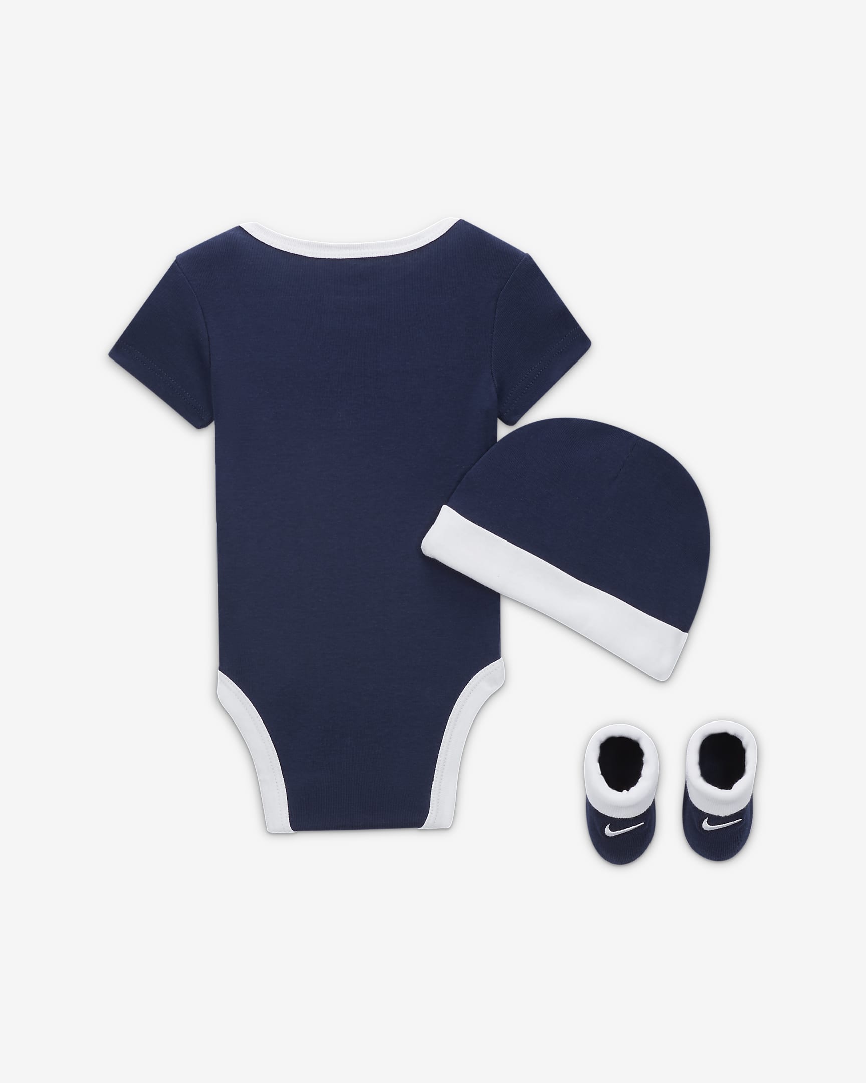 Nike Baby (6-12M) Bodysuit, Hat and Booties Box Set - Midnight Navy