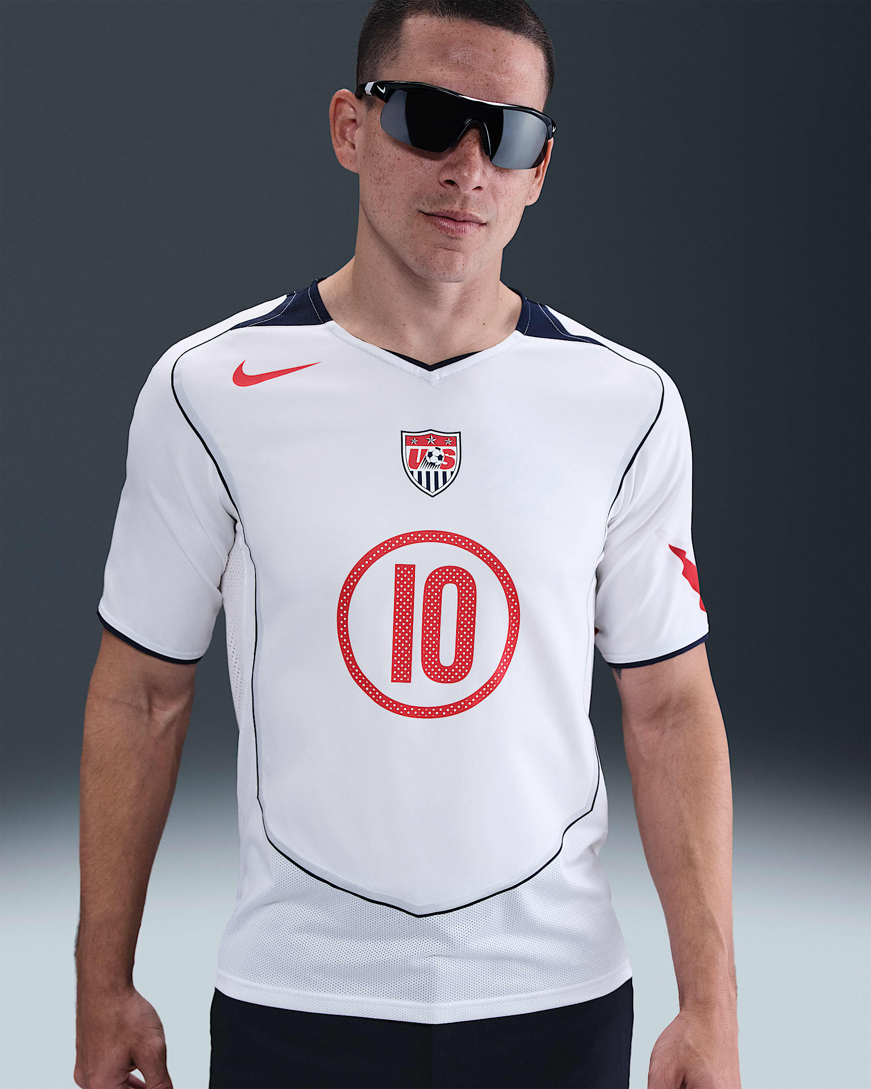 Landon Donovan USMNT 2004 Total 90 Reissue Men's Nike Soccer Replica Jersey - White/College Navy/Gym Red/University Red
