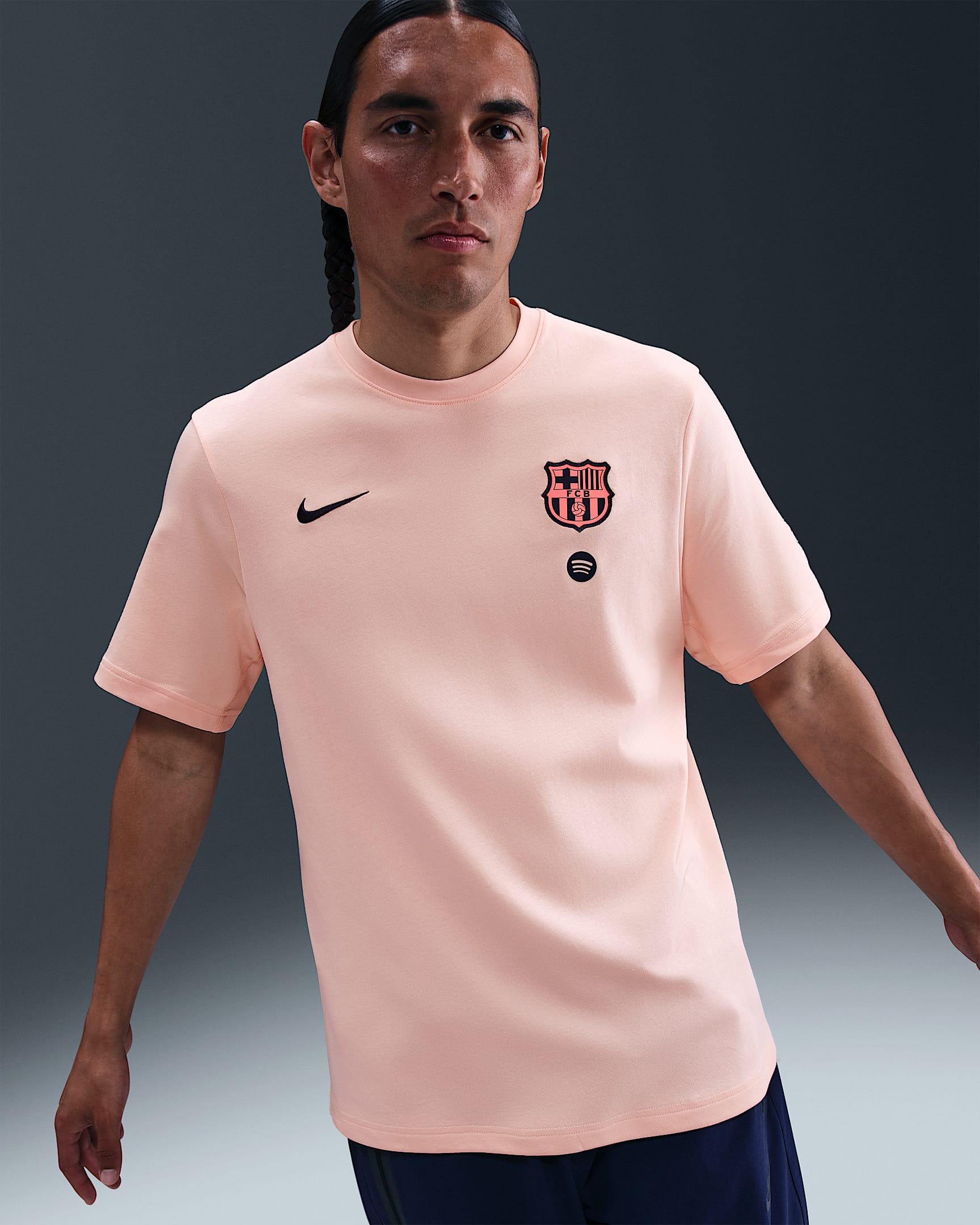 Maglia da calcio a manica corta Nike Dri-FIT Total 90 FC Barcelona Primary da uomo – Terza - Washed Coral/Washed Coral/Midnight Navy