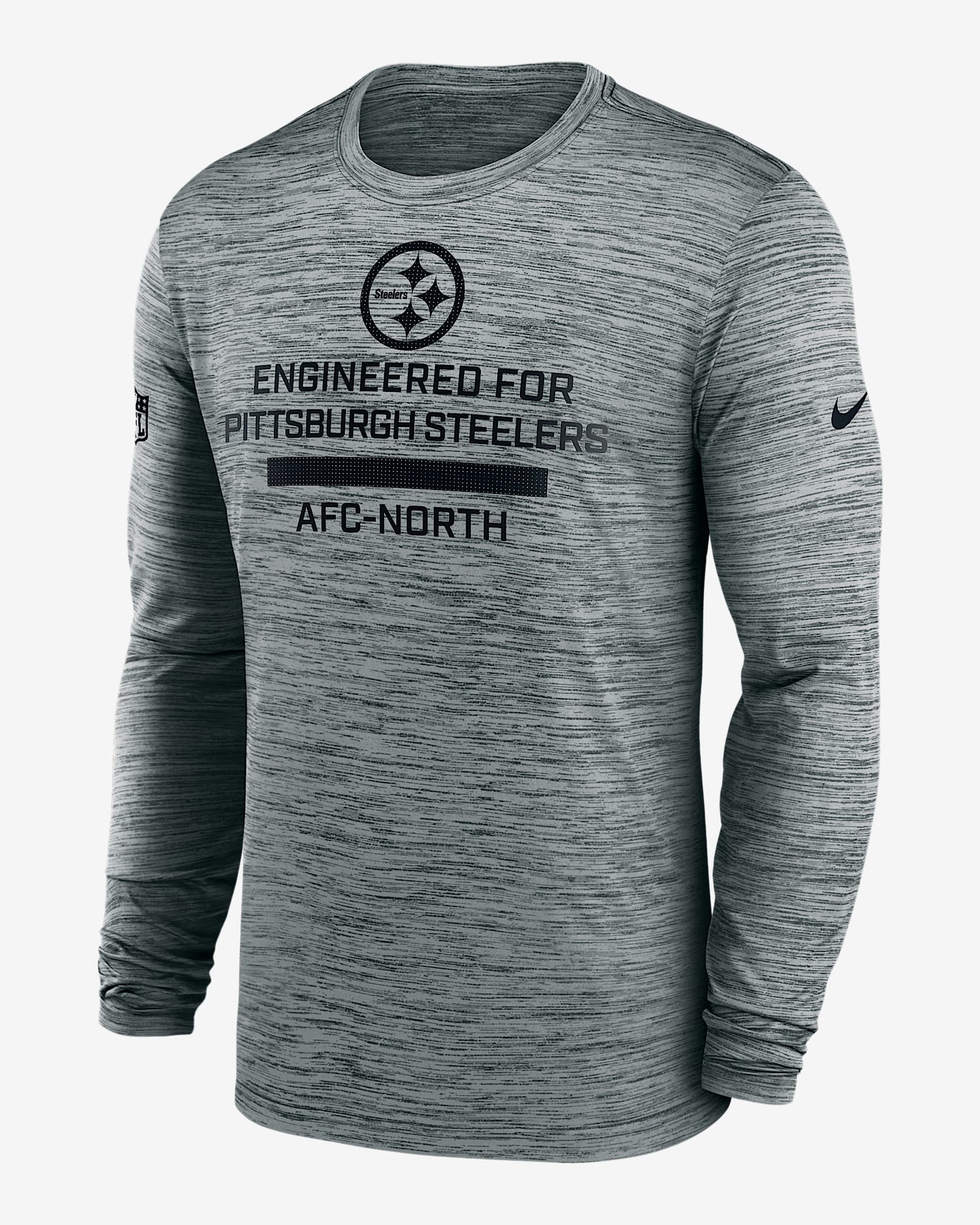 Pittsburgh Steelers Sideline Team Issue Velocity Men's Nike Dri-FIT NFL Long-Sleeve T-Shirt - Grey