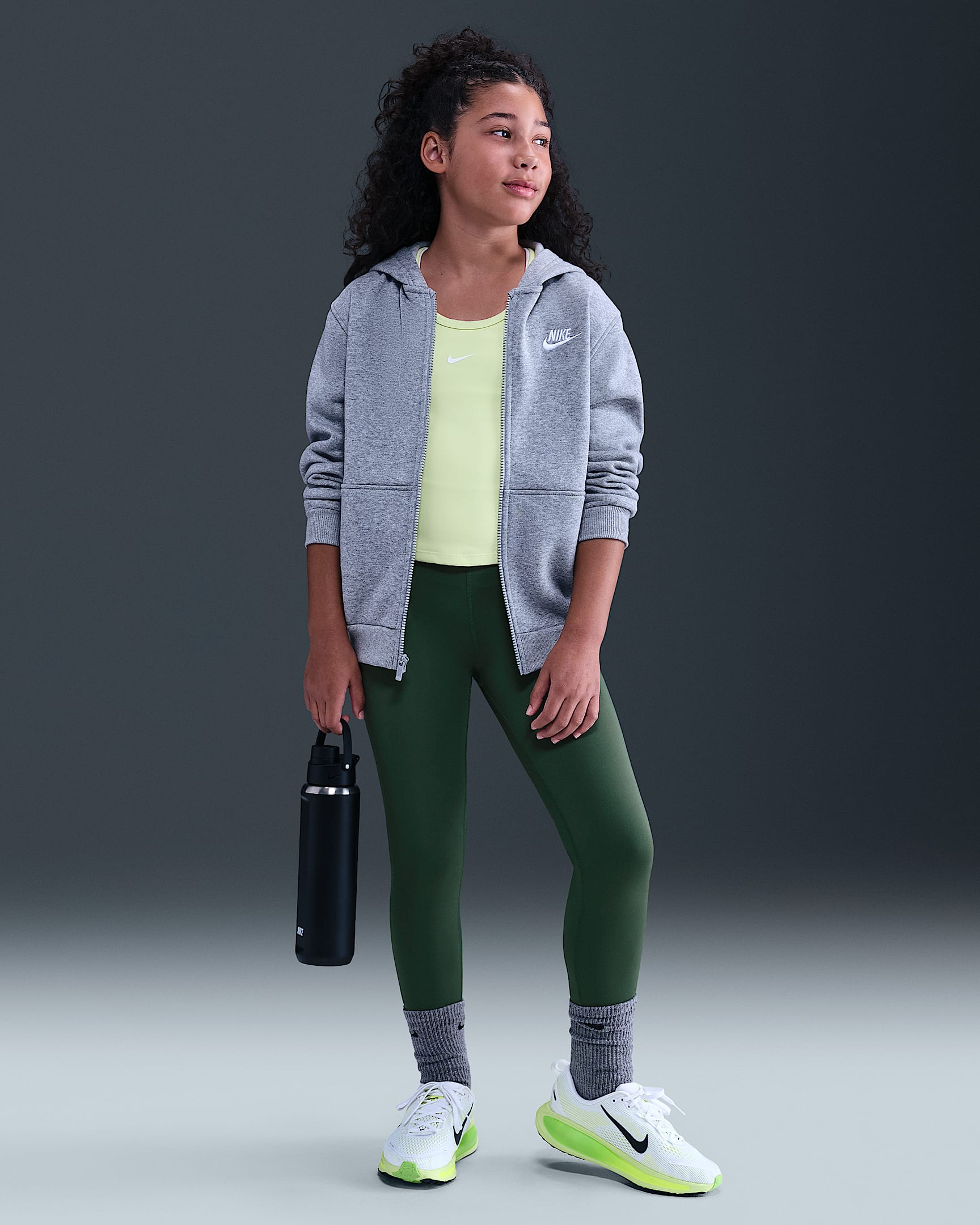 Nike One Older Kids' (Girls') Dri-FIT High-Waisted Leggings - Fir/White