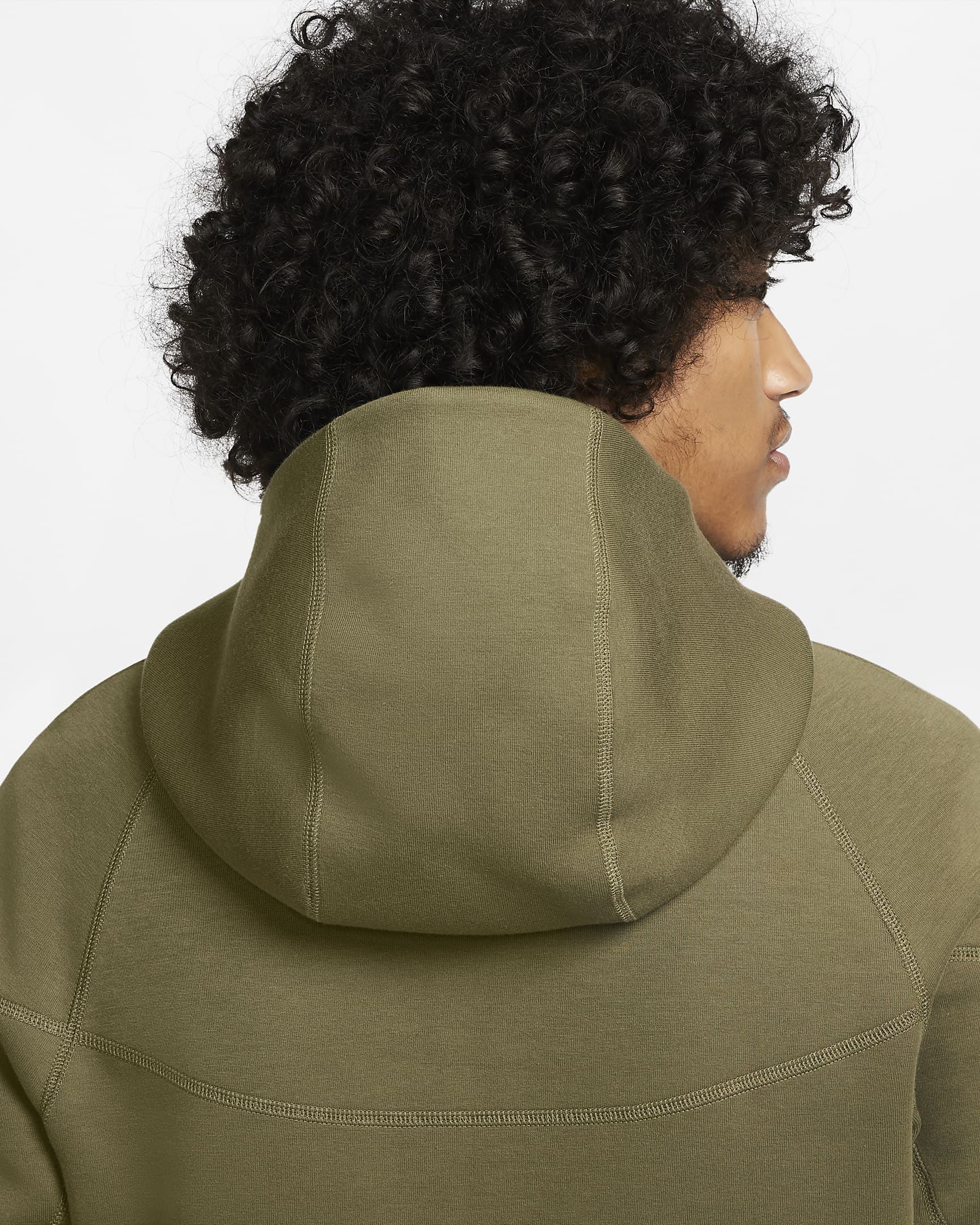 Nike Sportswear Tech Fleece Windrunner cipzáras, kapucnis férfipulóver - Medium Olive/Fekete