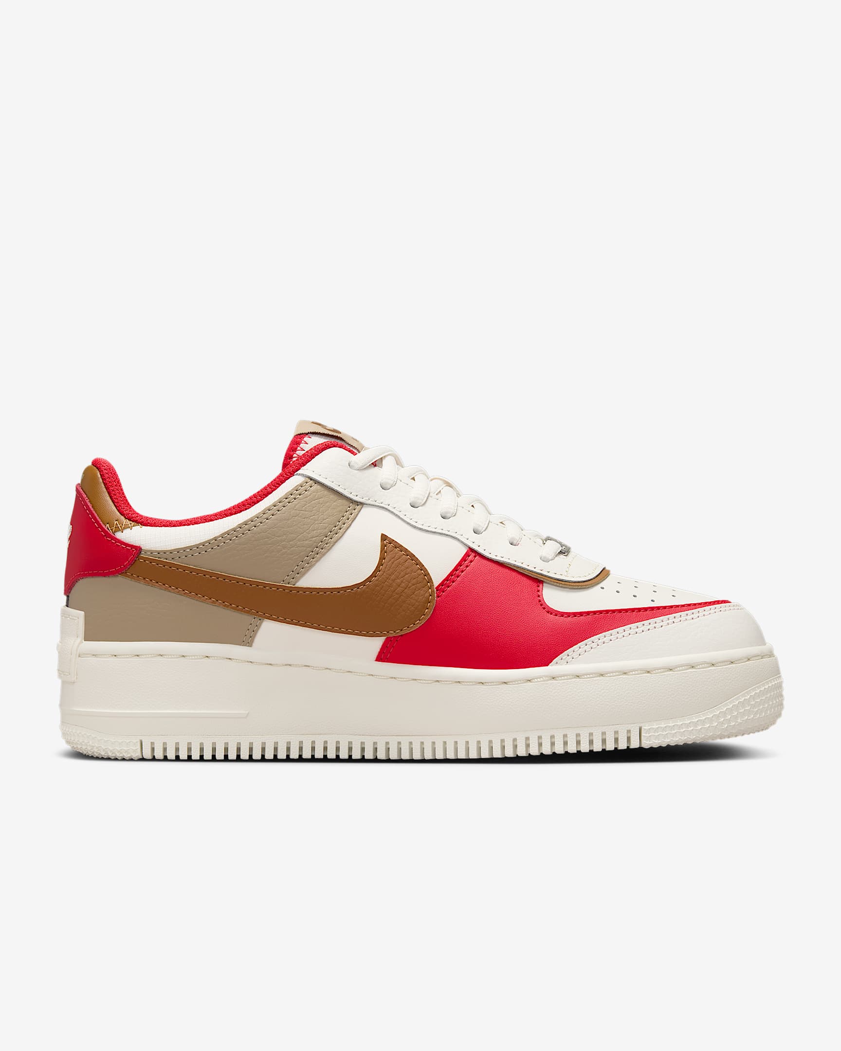 Nike Air Force 1 Shadow 女鞋 - Phantom/Fire Red/Khaki/Light British Tan