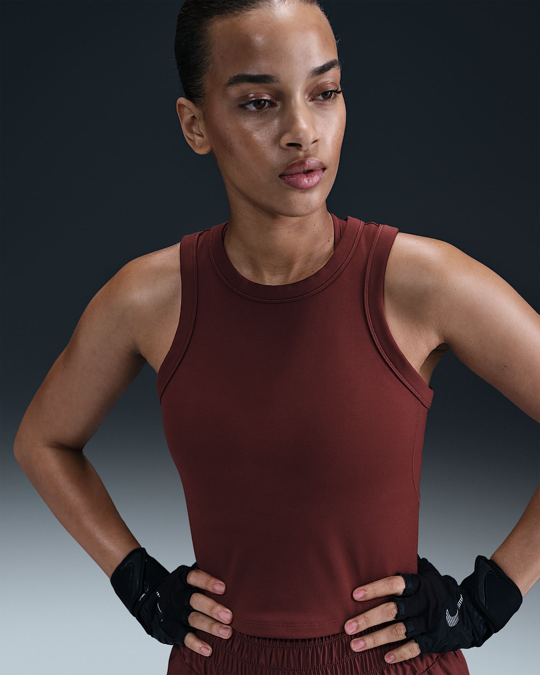 Nike One Fitted Women's Dri-FIT Cropped Tank Top - Dark Team Red/Black