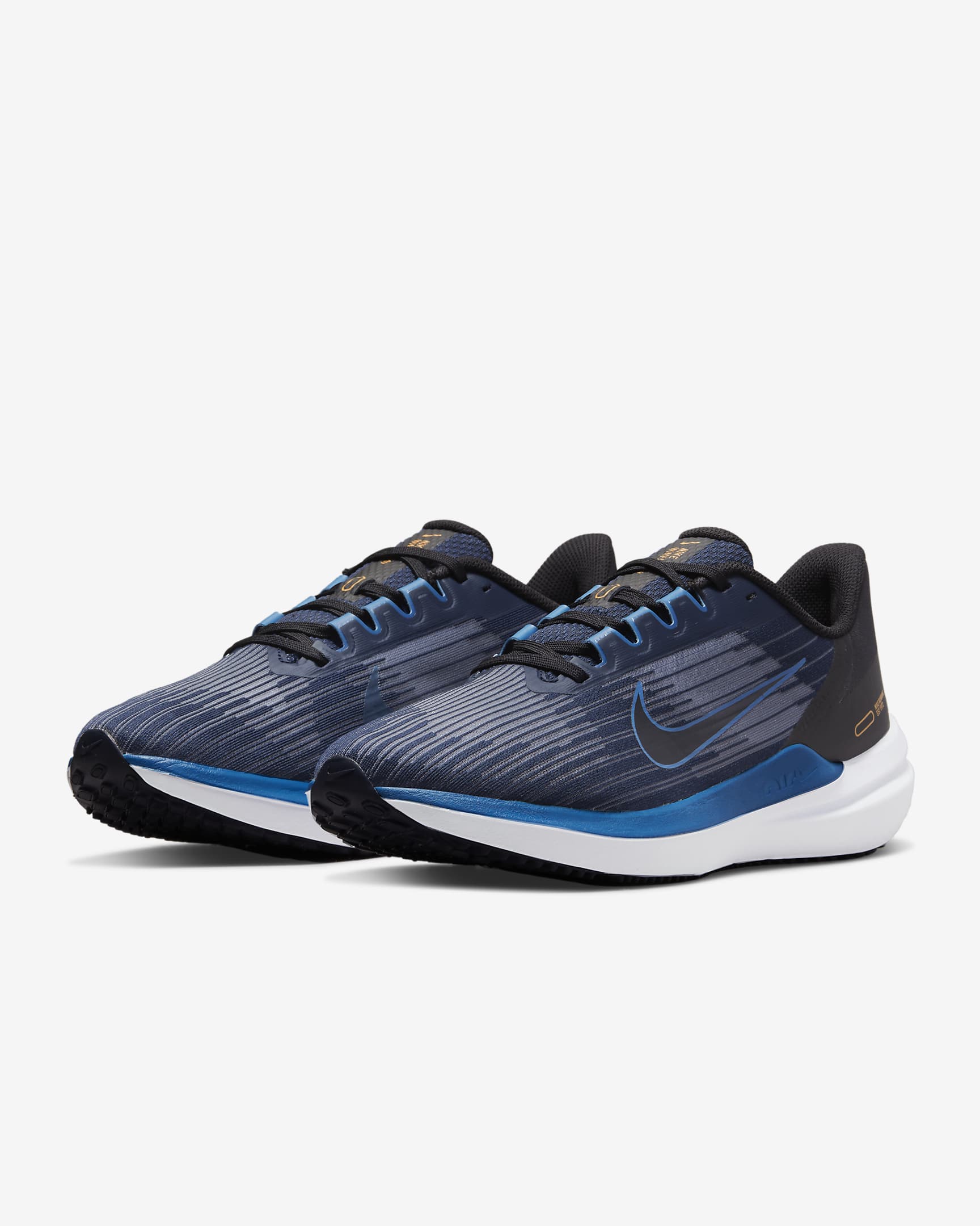 Nike Winflo 9 Men's Road Running Shoes - Obsidian/Black/White/Dark Marina Blue