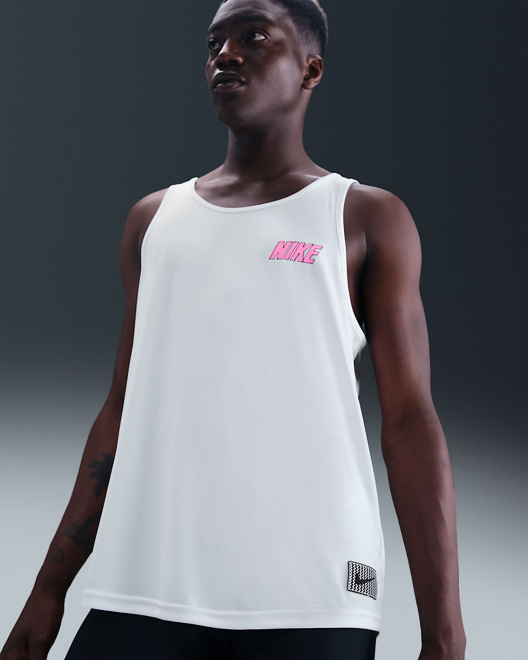 Camiseta de tirantes para hombre Nike Swim - Blanco/Hechizo rosa/Negro
