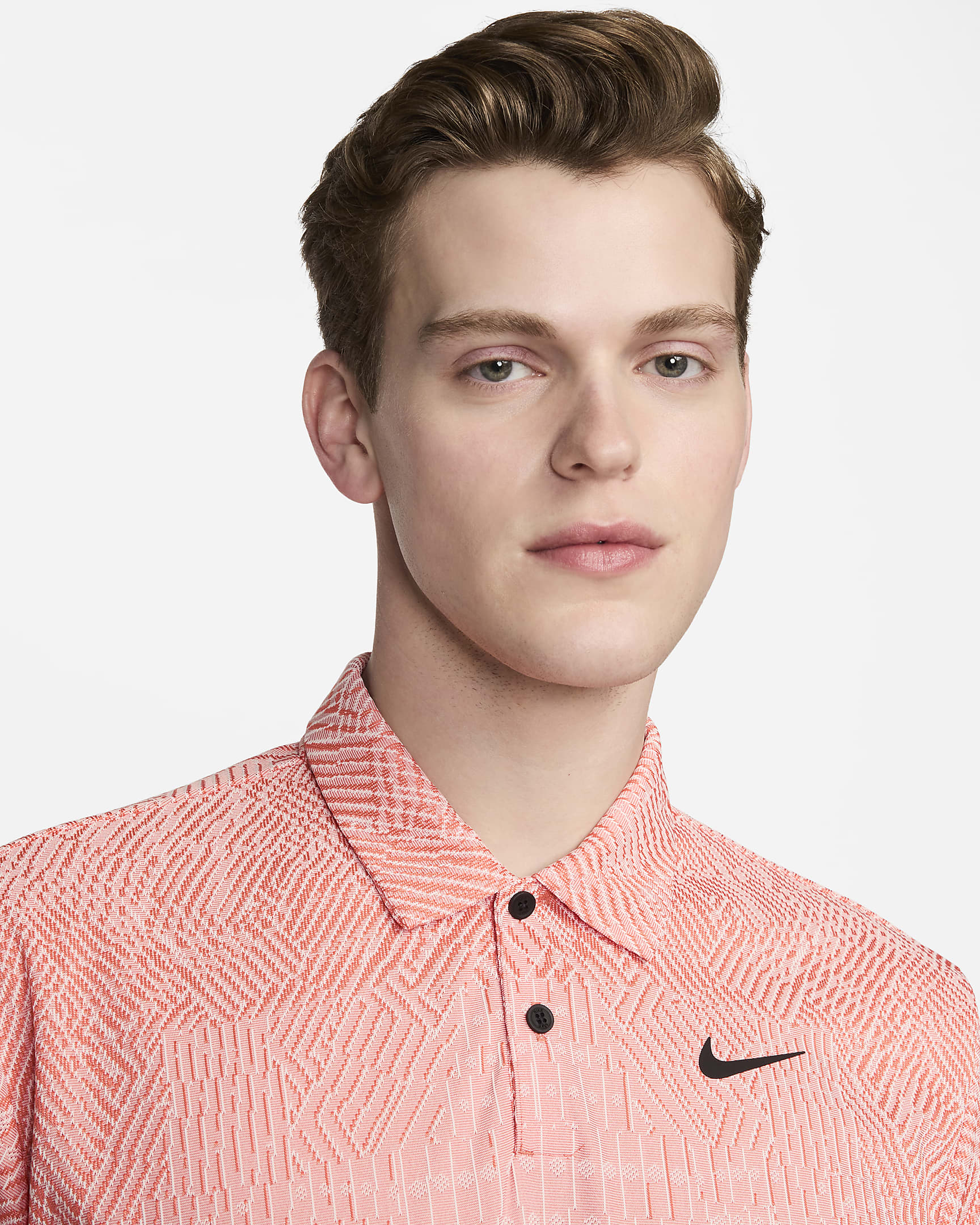 Polo de golfe Dri-FIT ADV Nike Tour para homem - Guava Ice/Madder Root/Preto