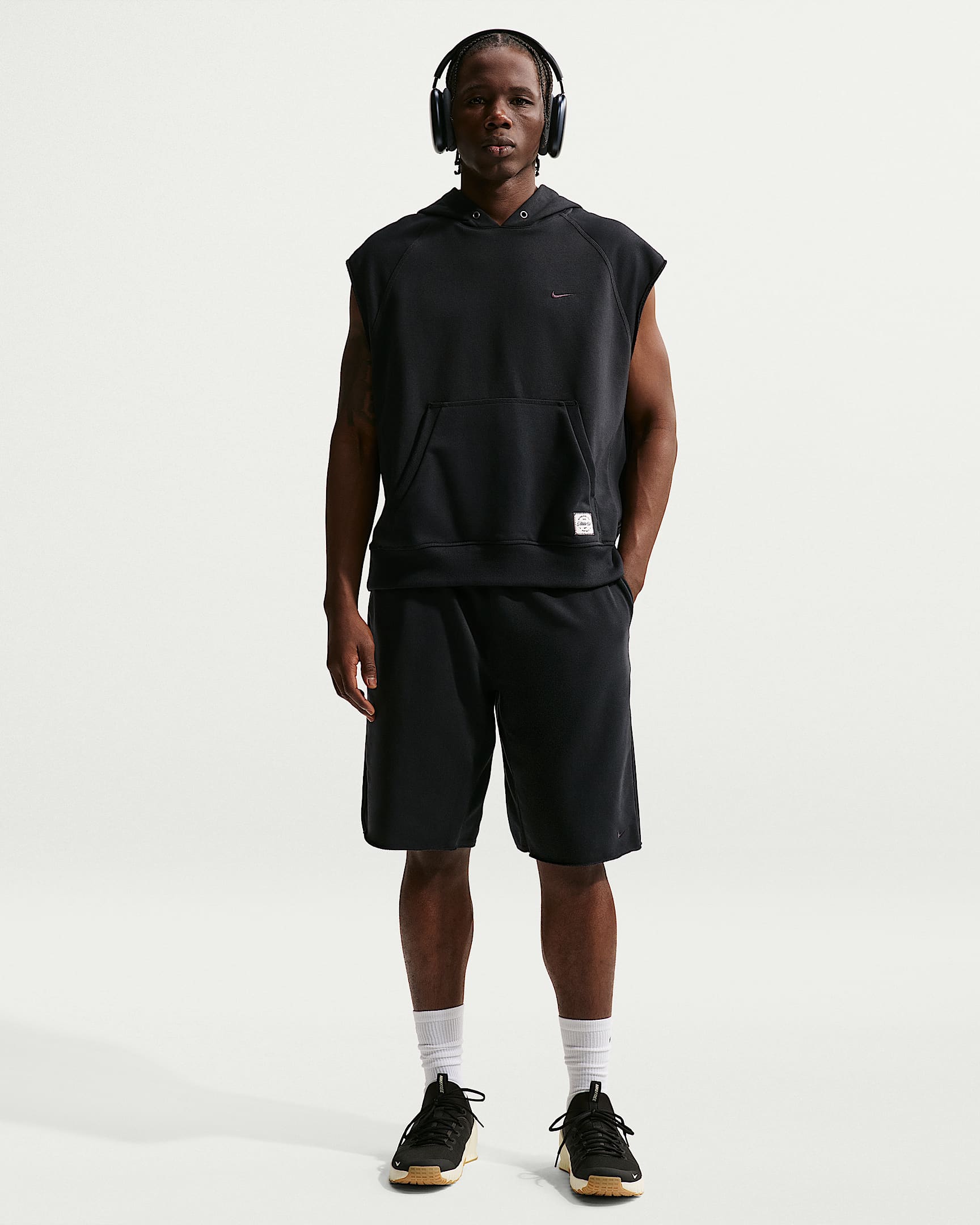 Nike NAC Men's Dri-FIT Fleece Training Shorts - Black/Pale Ivory/Black