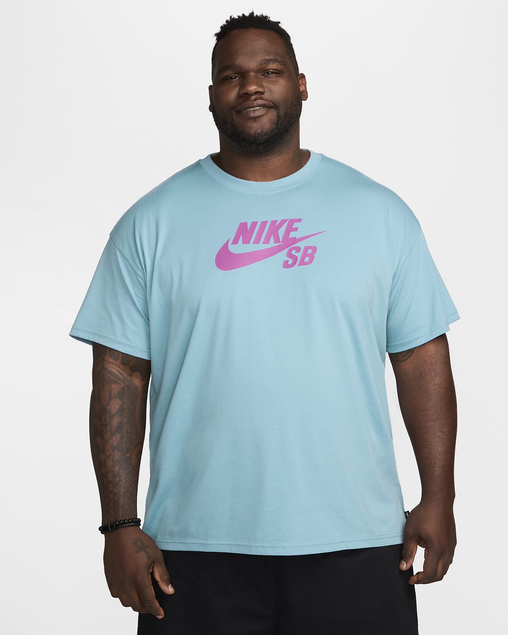 Męski T-shirt do skateboardingu z logo Nike SB - Denim Turquoise