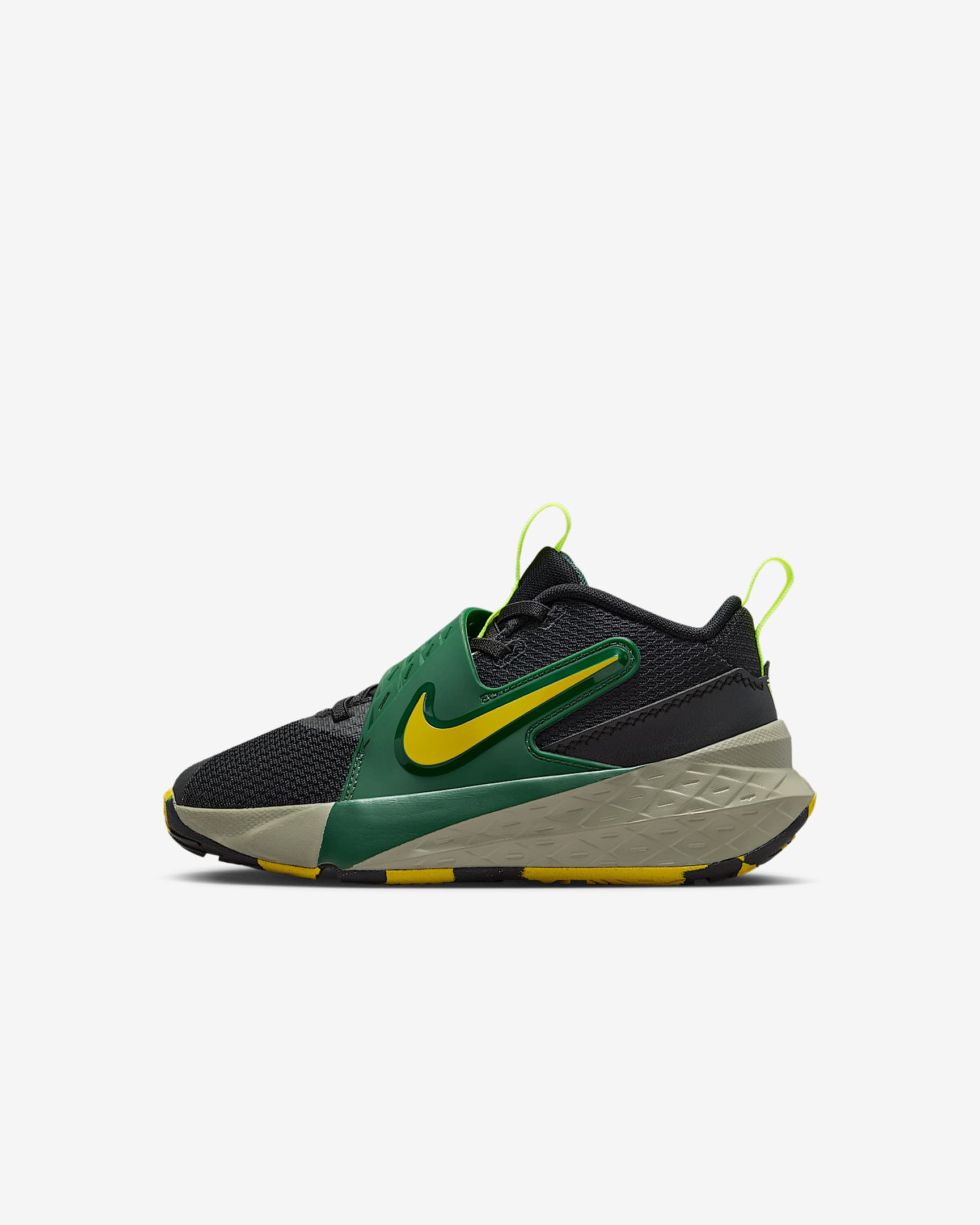 Tenis para niños de preescolar Nike Team Hustle D 12 - Negro/Abeto/Militar claro/Limón brillante
