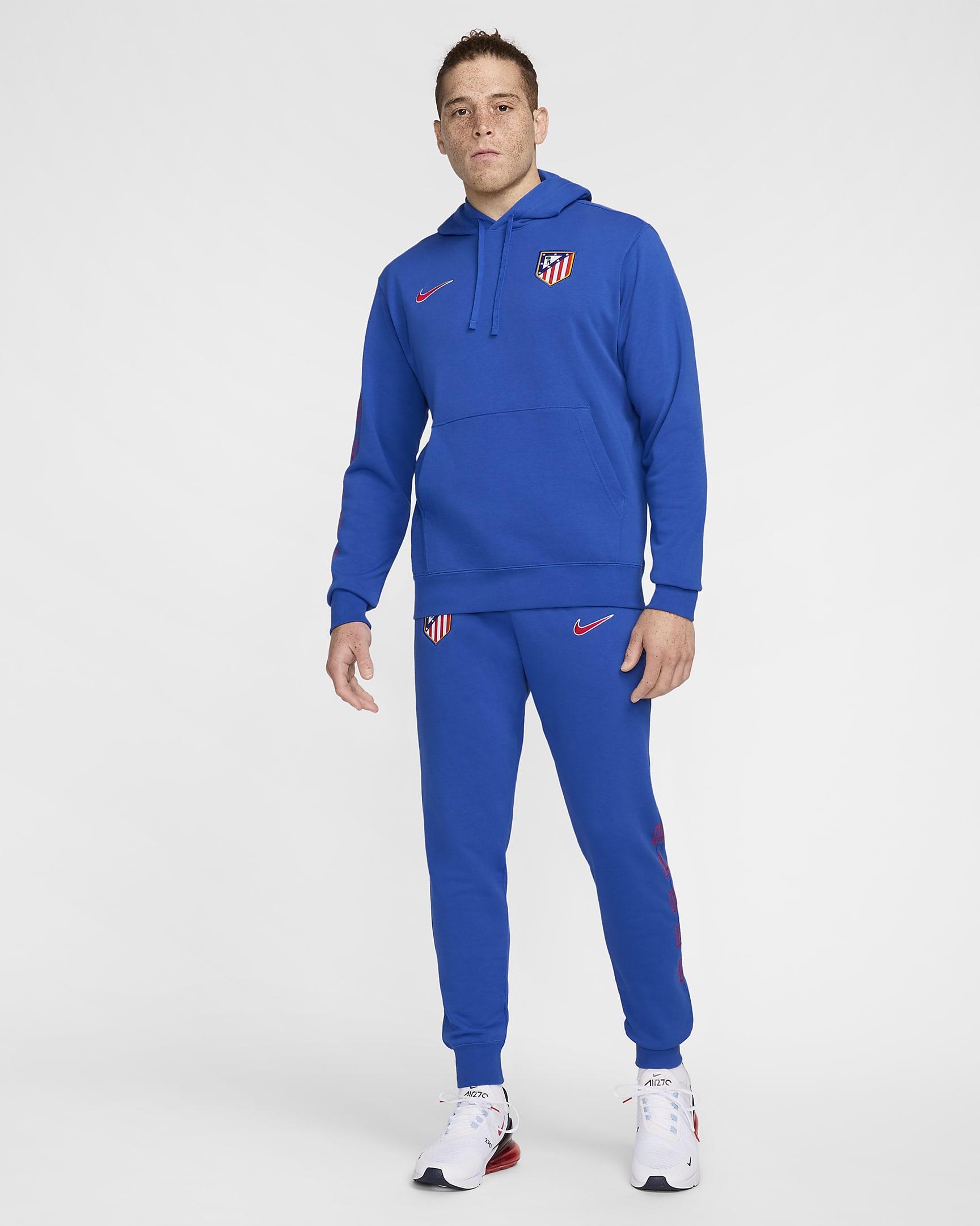 Felpa pullover da calcio in French Terry con cappuccio Nike Atlético de Madrid Club da uomo – Home - Game Royal/Light Crimson