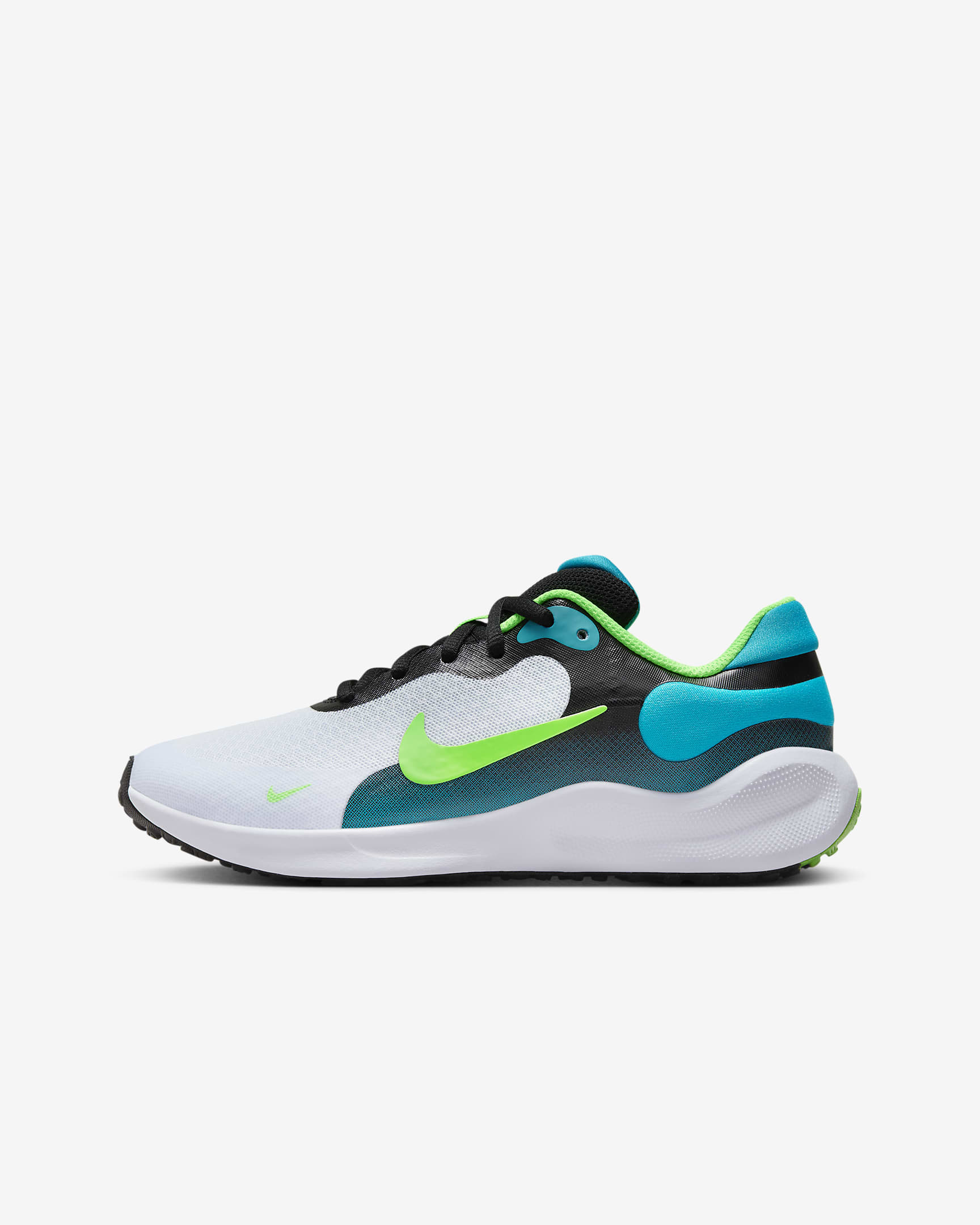 Nike Revolution 7 Older Kids' Running Shoes - Black/Football Grey/Aquamarine/Green Strike