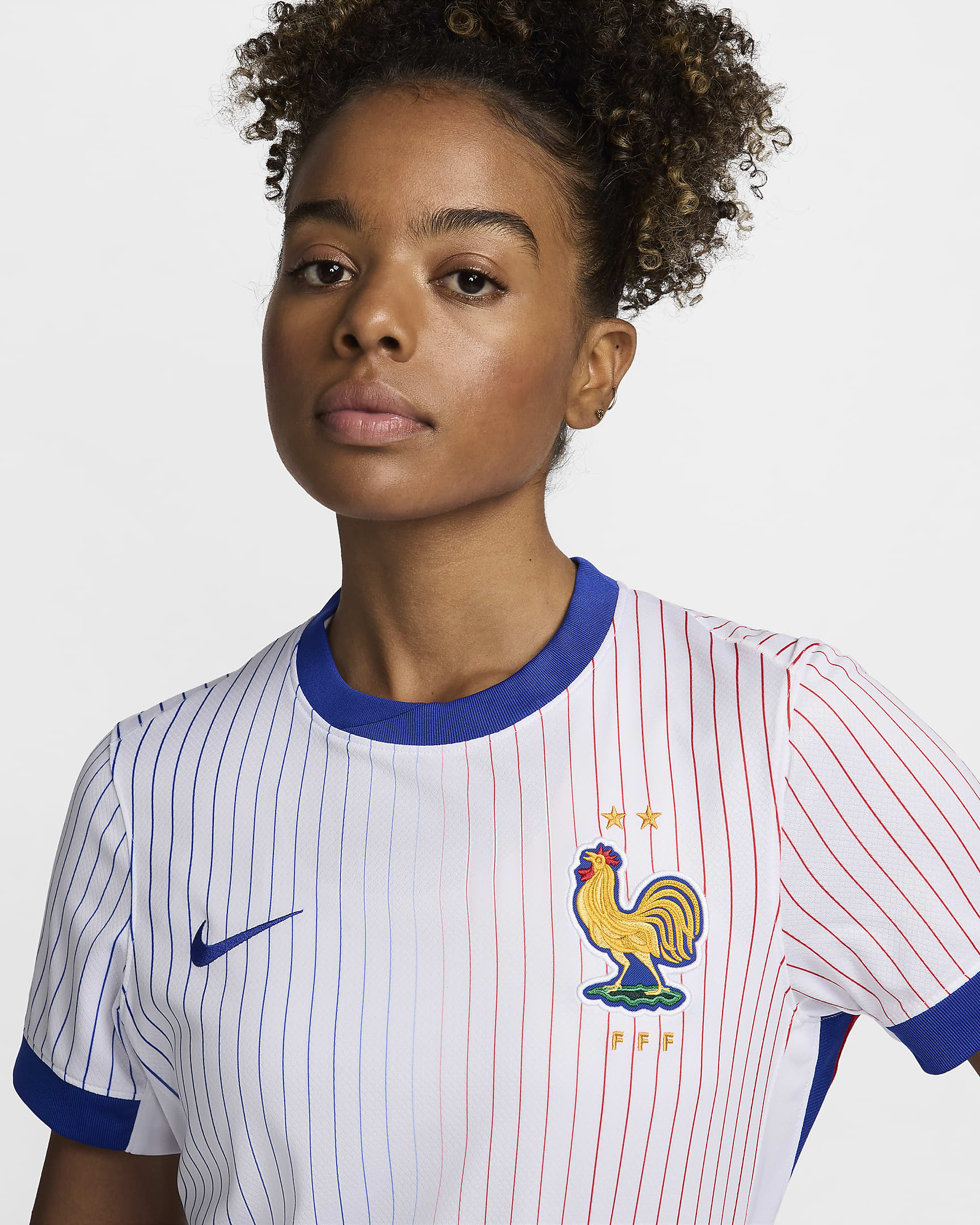 Maillot de foot replica Nike Dri-FIT FFF (Équipe masculine) 2024/25 Stadium Extérieur pour femme - Blanc/Bright Blue/University Red/Bright Blue