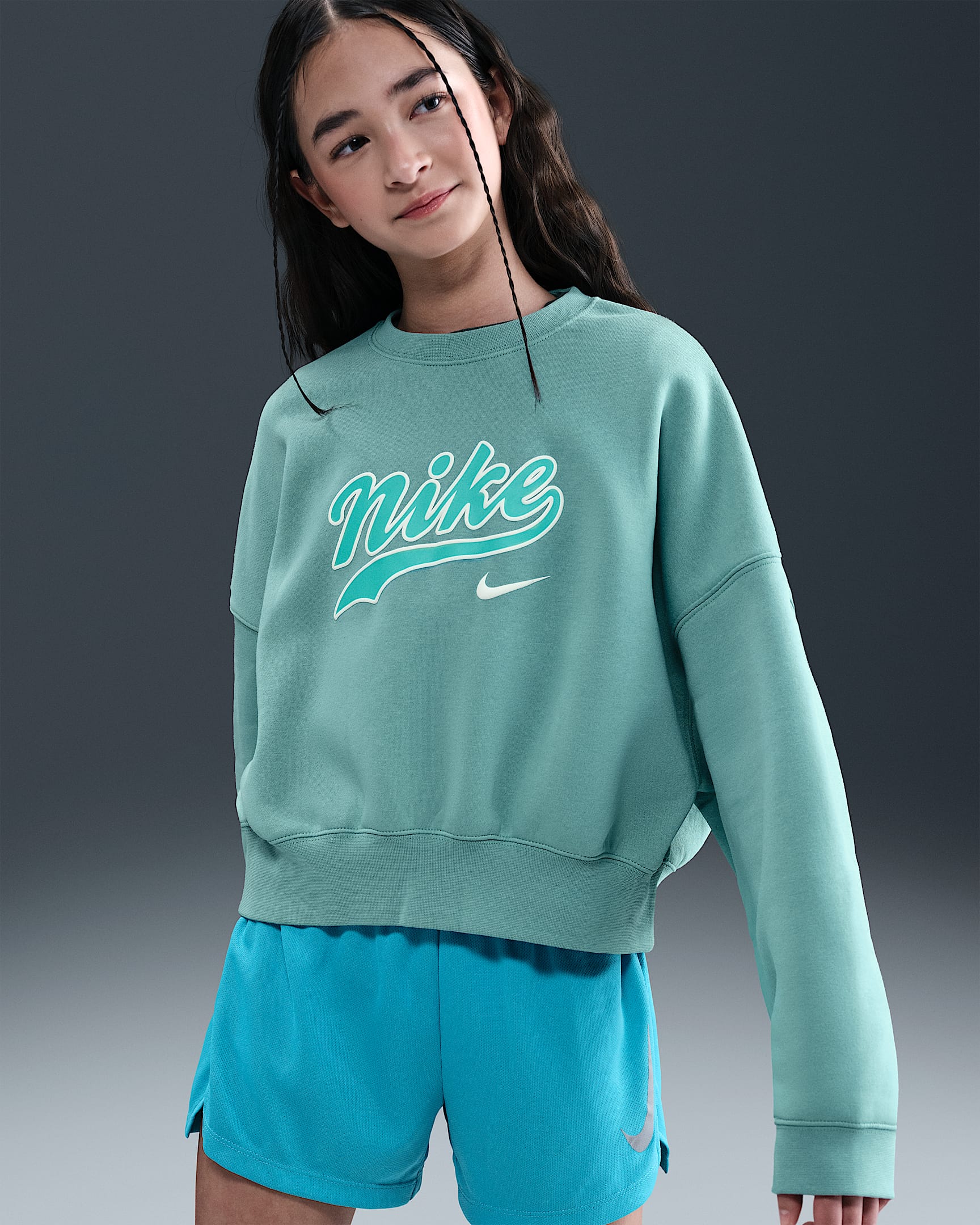 Felpa corta in fleece Nike Sportswear – Ragazza - Cannon/Bleached Turquoise