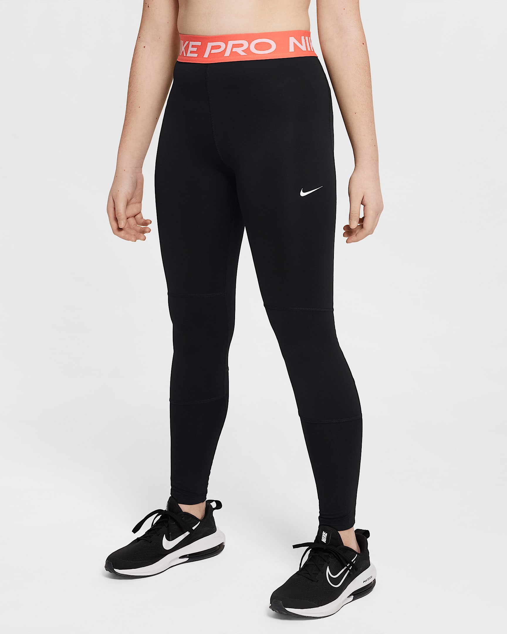 Leggings Nike Pro Dri-FIT för ungdom (tjejer) - Svart/Magic Ember/Vit