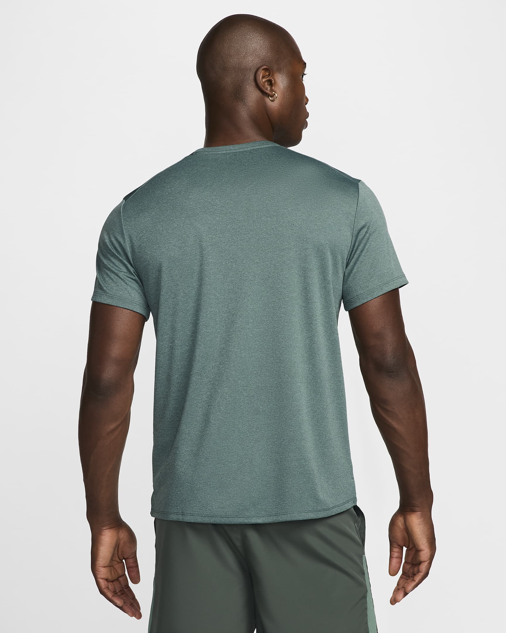 Nike Miler Dri-FIT kortermet løpeoverdel til herre - Bicoastal/Vintage Green/Heather/Svart