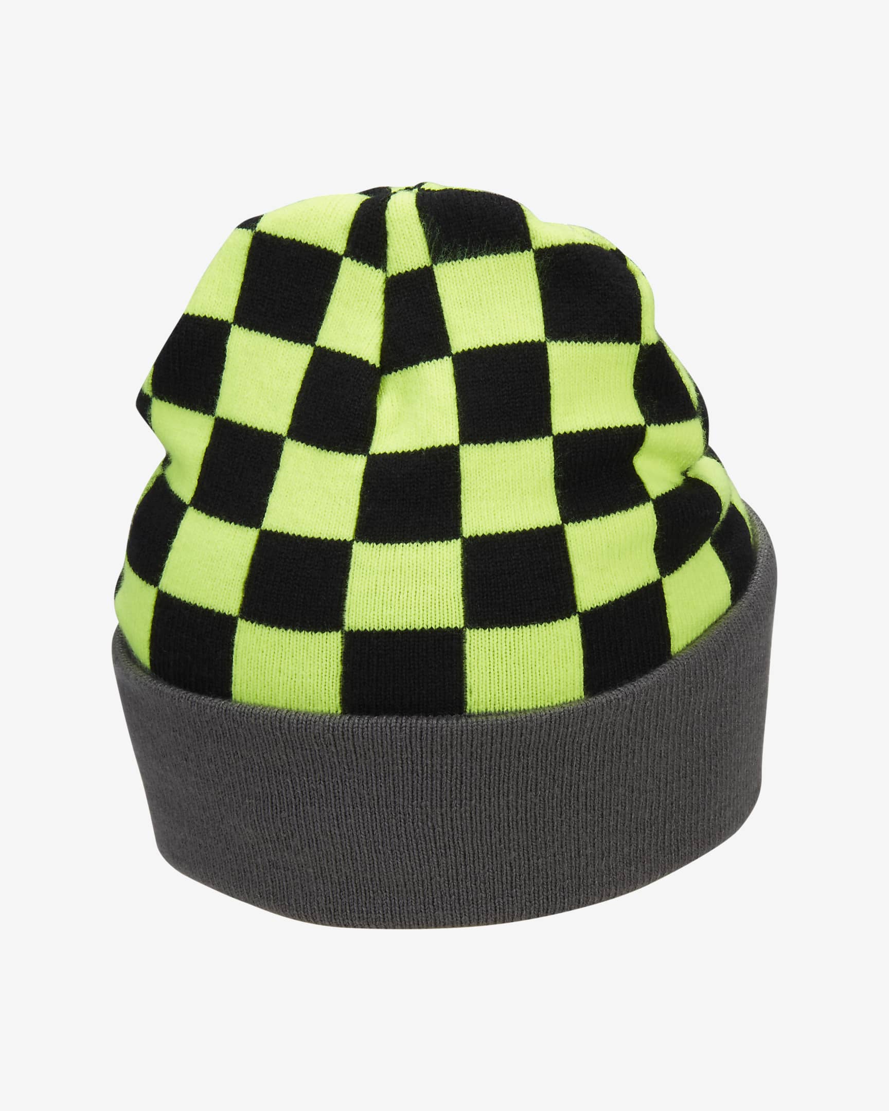 Nike Peak wendbare Smiley-Beanie mit hohem Bündchen für Kinder - Iron Grey/Volt/Volt