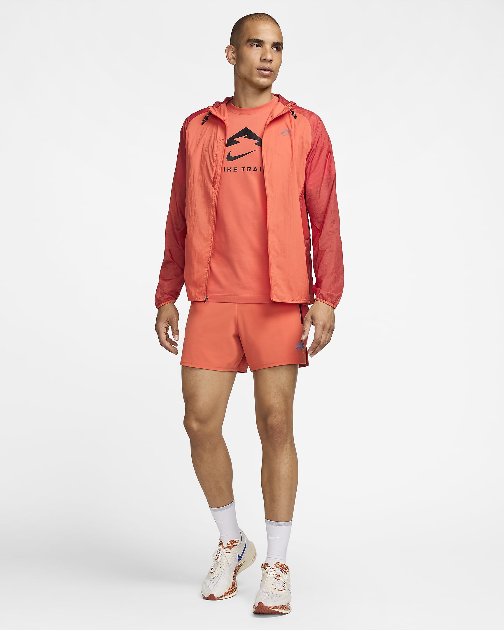 Nike Trail Aireez Men's Running Jacket - Vintage Coral/Dragon Red/Black