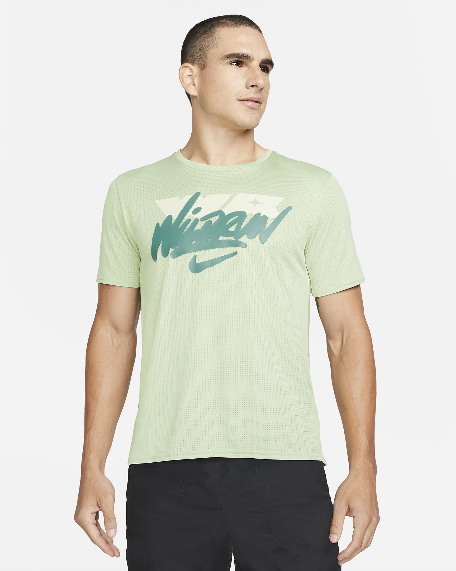 Playera de running de manga corta para hombre Nike Dri-FIT Wild Run Rise 365 - Pulpa dulce/Verde aceite