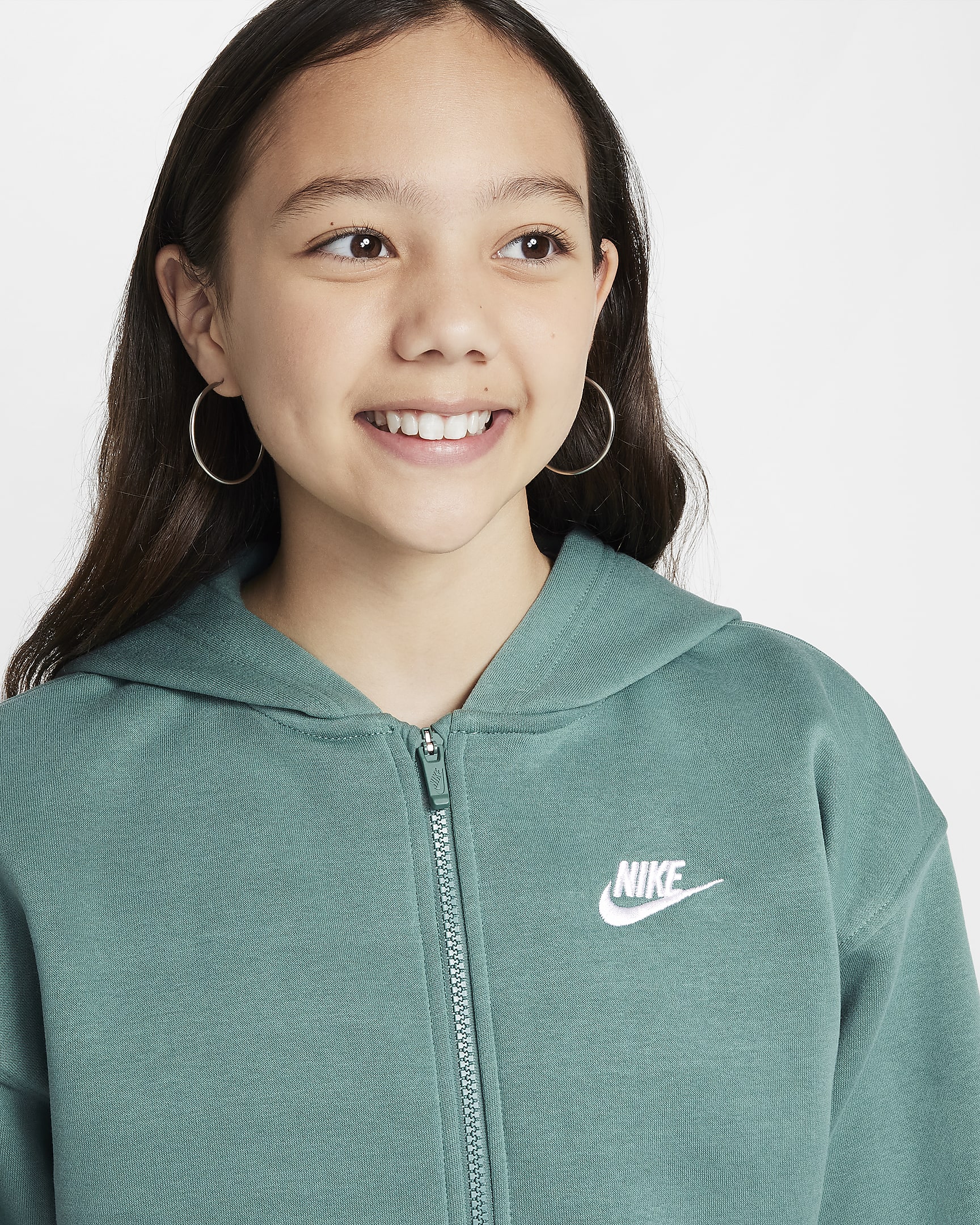 Nike Sportswear Club Fleece Older Kids' Oversized Full-Zip Hoodie - Bicoastal/White