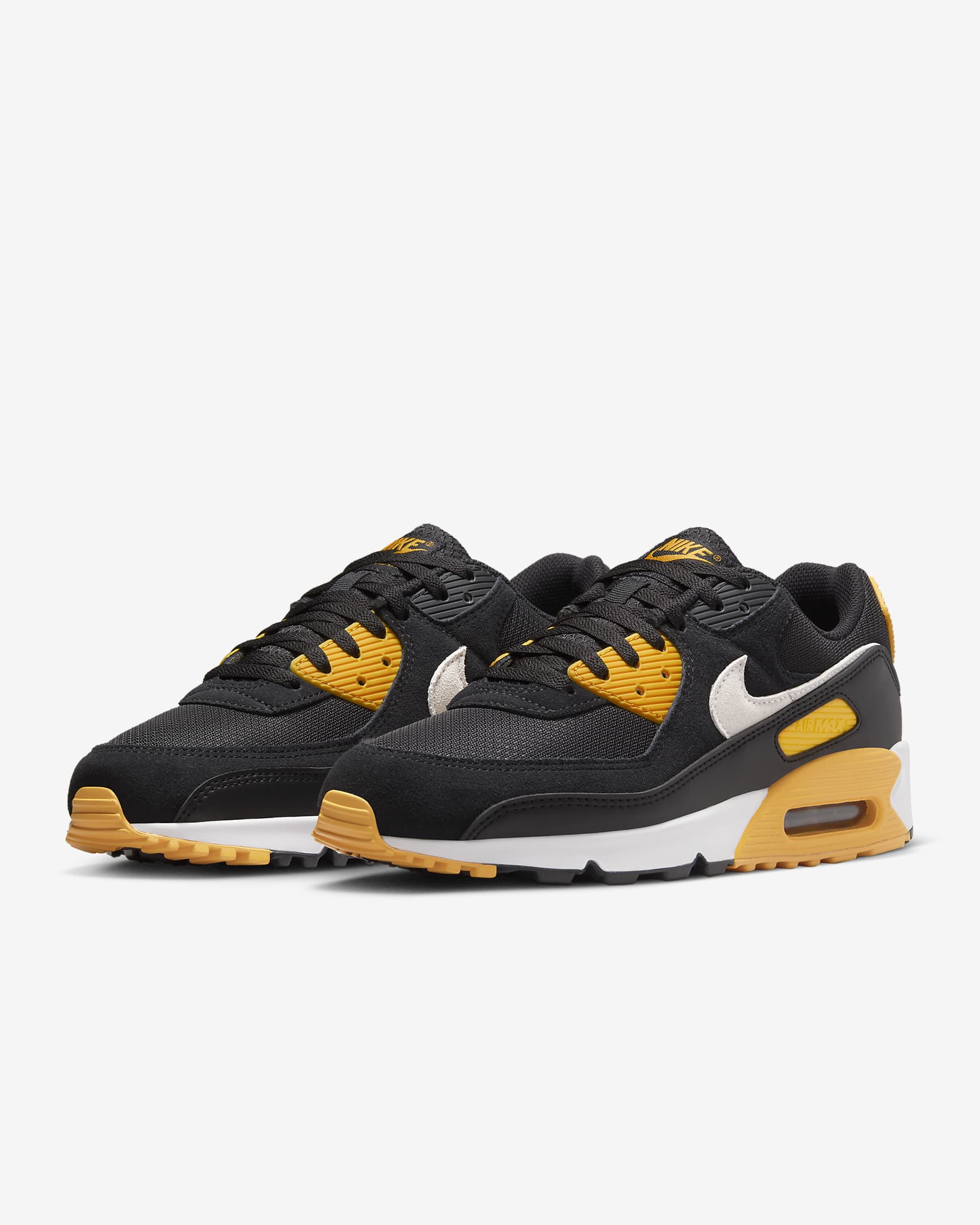 Nike Air Max 90 男鞋 - 黑色/University Gold/白色