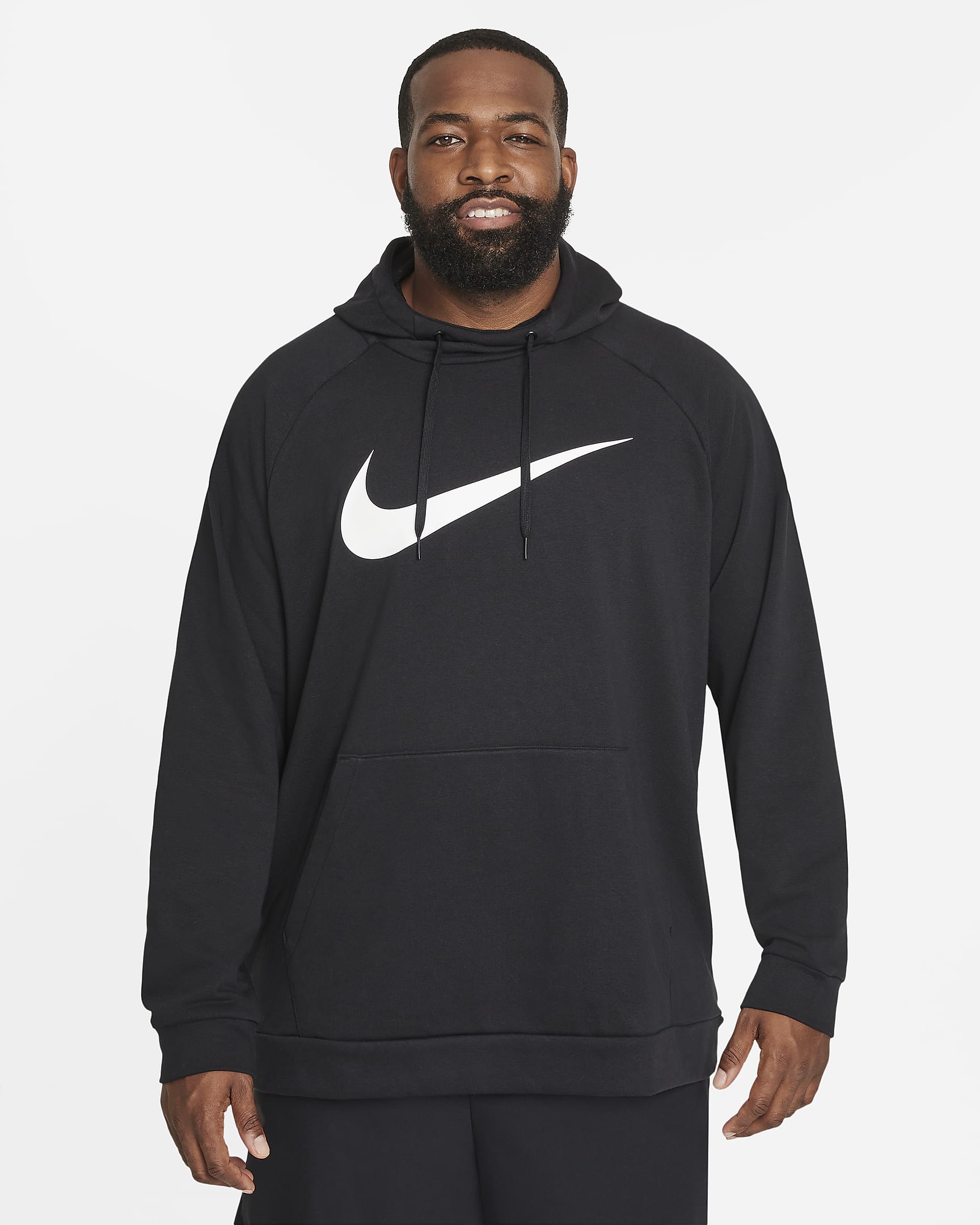 Nike Dry Graphic Men's Dri-FIT Hooded Fitness Pullover Hoodie - Black/White