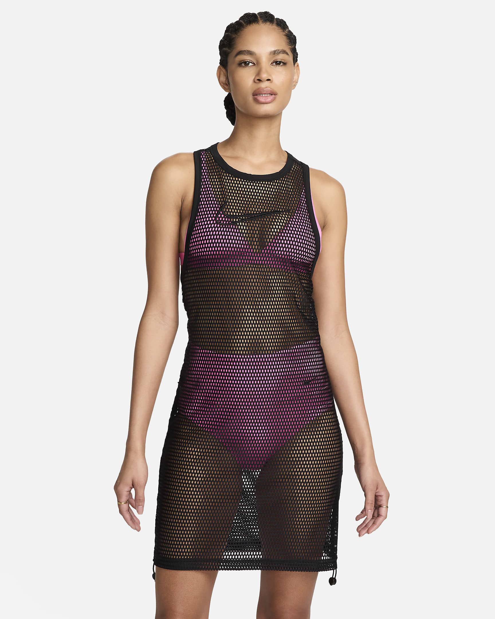 Vestido tipo salida de baño de malla para mujer Nike Swim - Negro