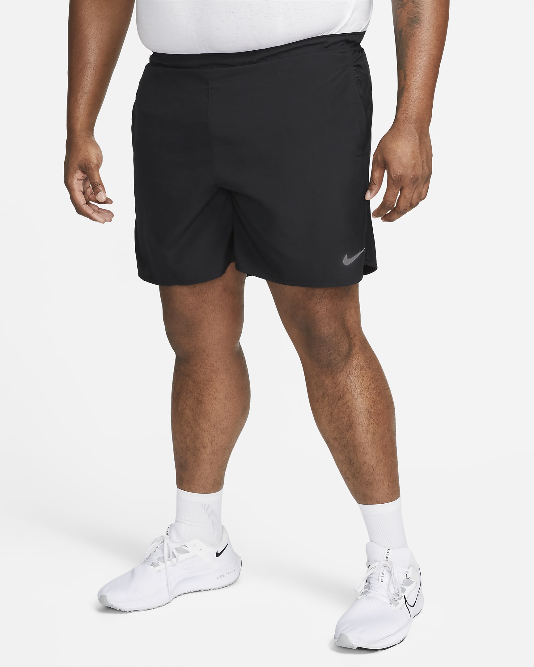 Short de running 2-en-1 18 cm Dri-FIT Nike Challenger pour homme - Noir/Noir/Noir