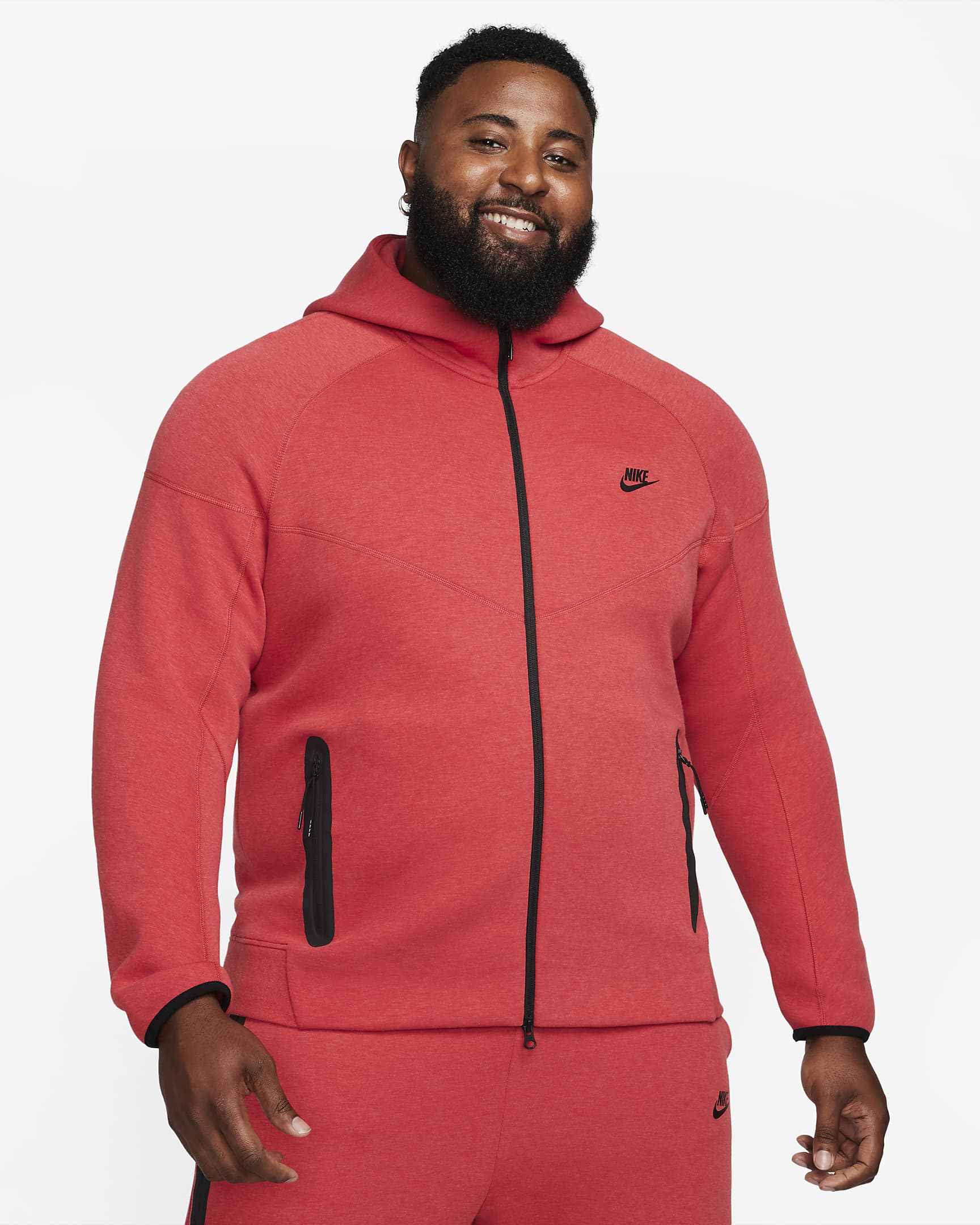 Sweat à capuche et zip Nike Sportswear Tech Fleece Windrunner pour homme - Light University Red Heather/Noir