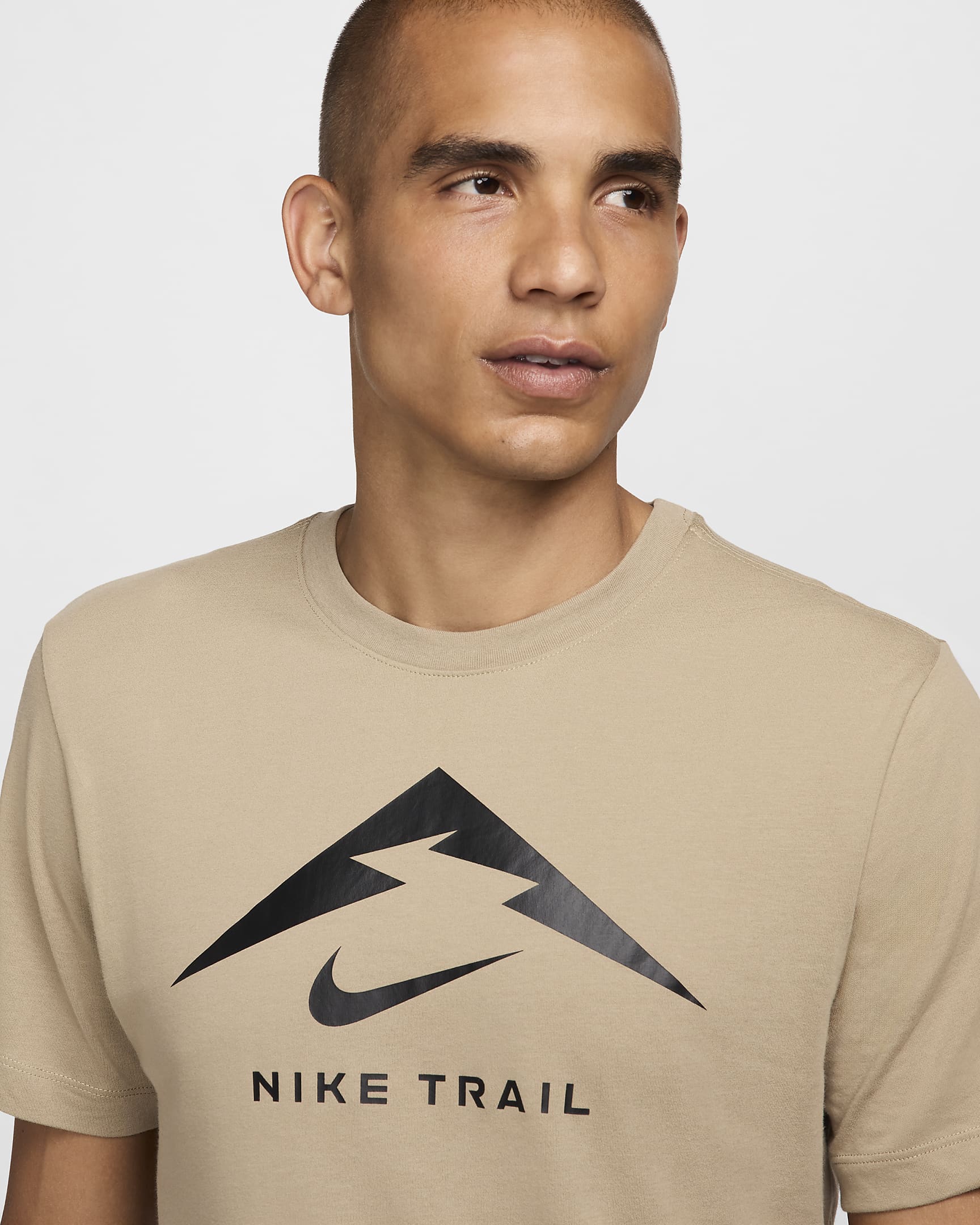 Nike Dri-FIT Men's Trail Running T-Shirt - Khaki/Black