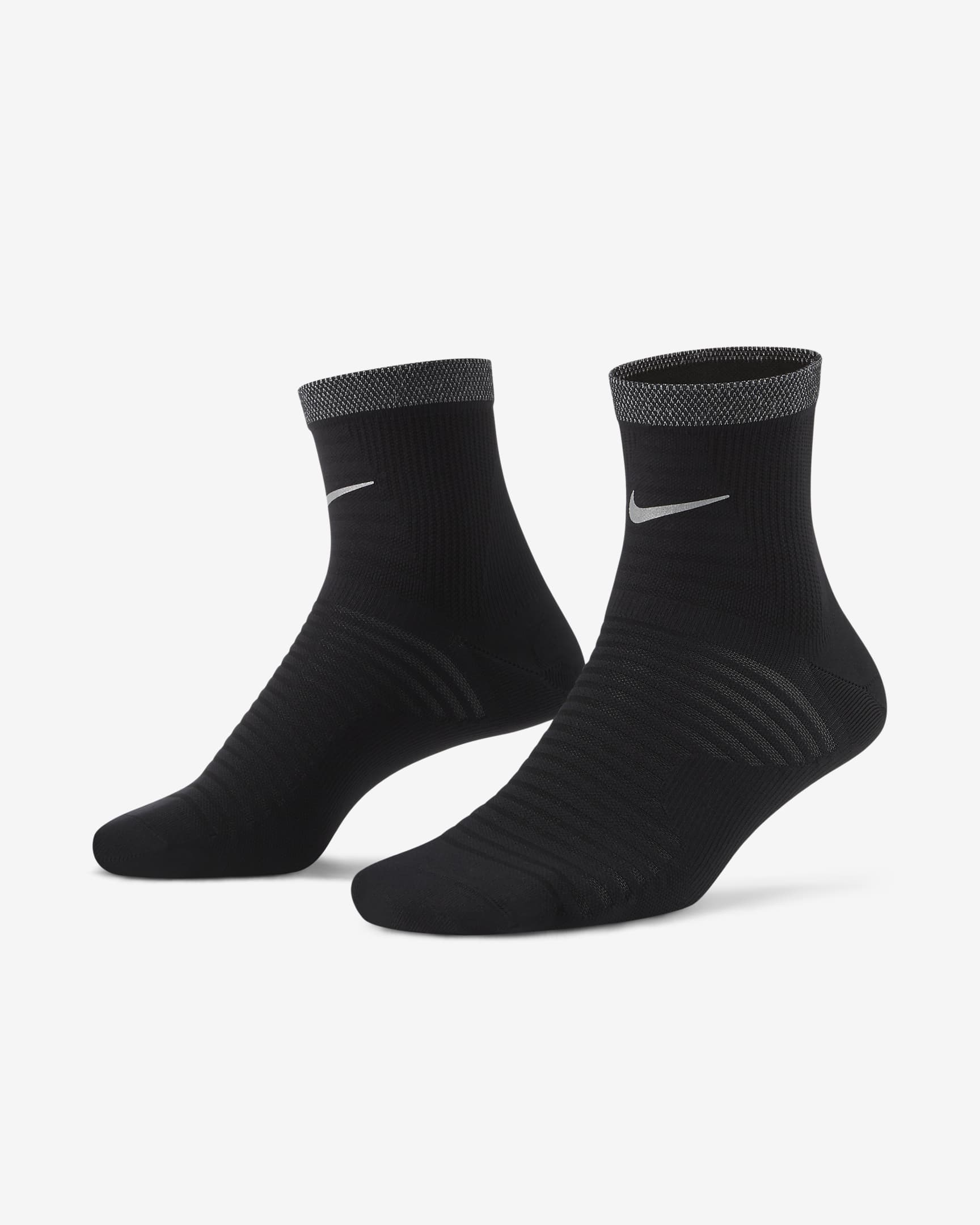 Calcetines al tobillo de correr Nike Spark Lightweight - Negro/Reflejo plata