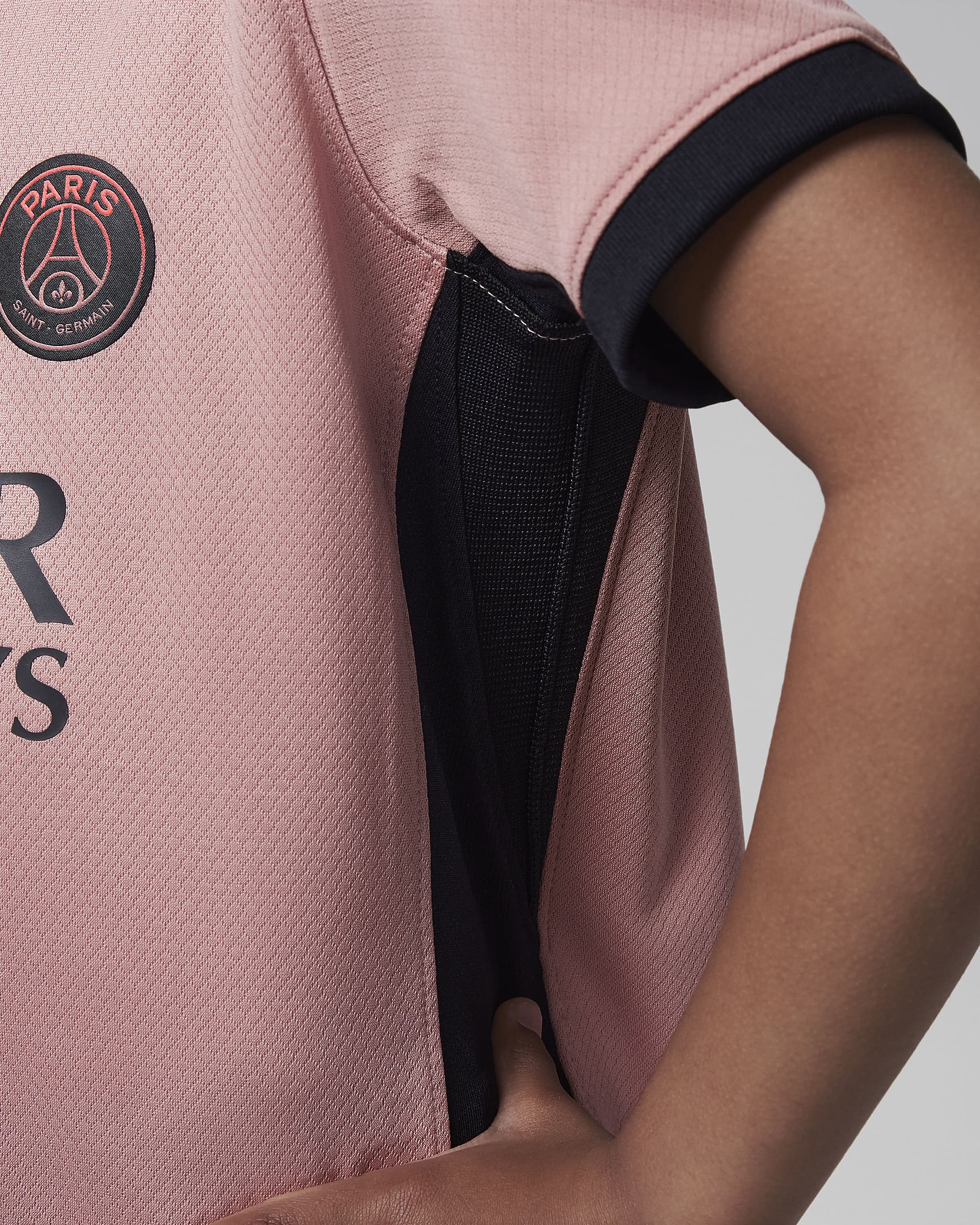 Paris Saint-Germain 2024/25 Stadium Third Younger Kids' Jordan Football Replica Three-Piece Kit - Rust Pink/Black/Black