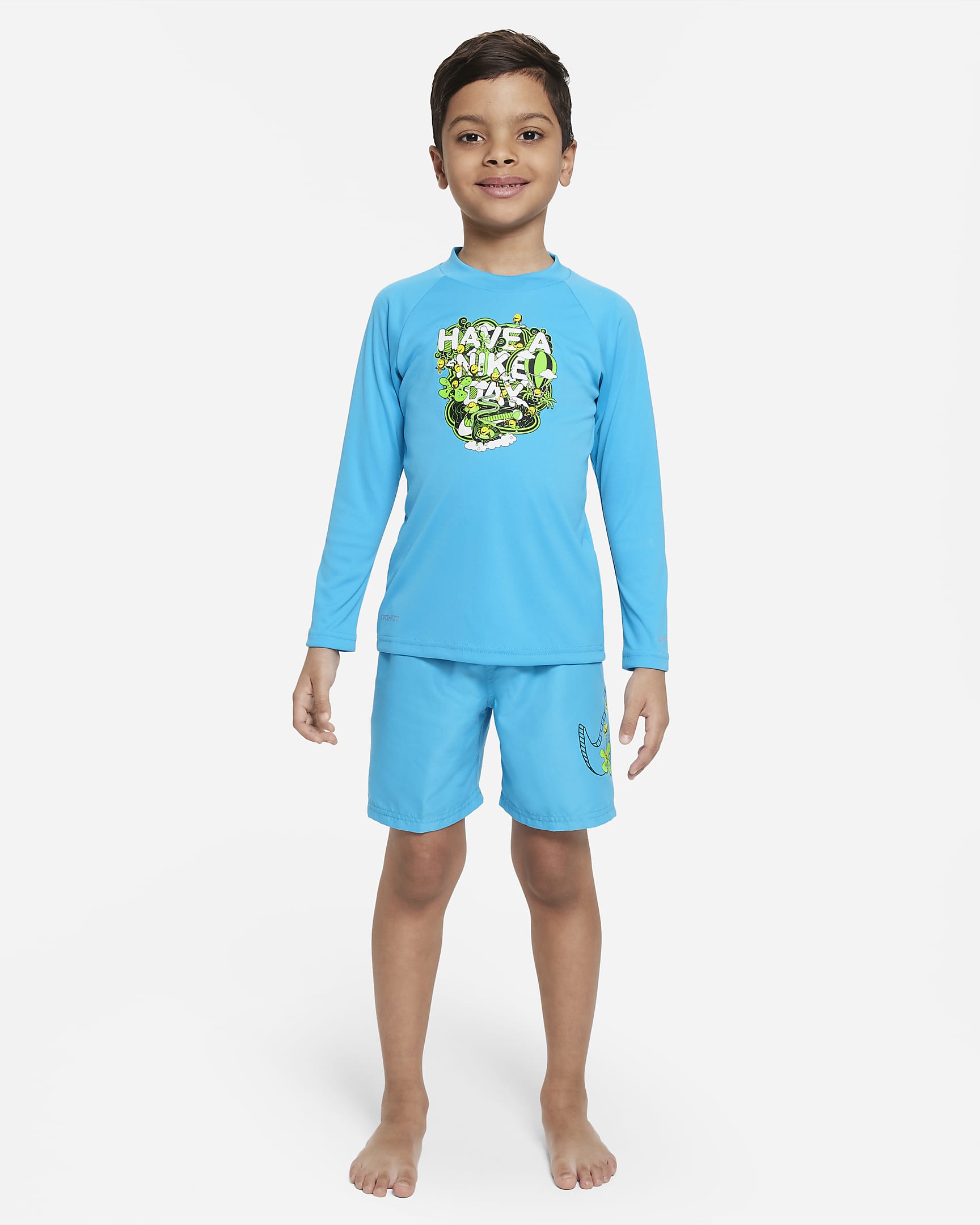 Playera de manga larga de natación Hydroguard para niño talla pequeña Nike Dri-FIT - Azul relámpago