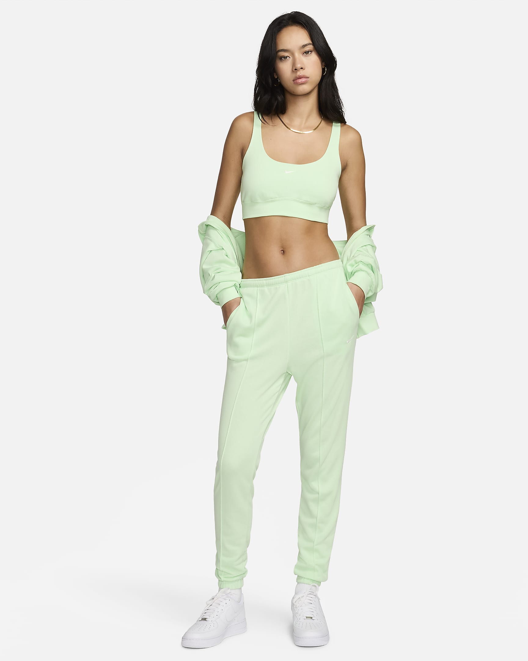 Nike Sportswear Chill Terry Women's Slim French Terry Cropped Tank Top - Vapour Green/Sail